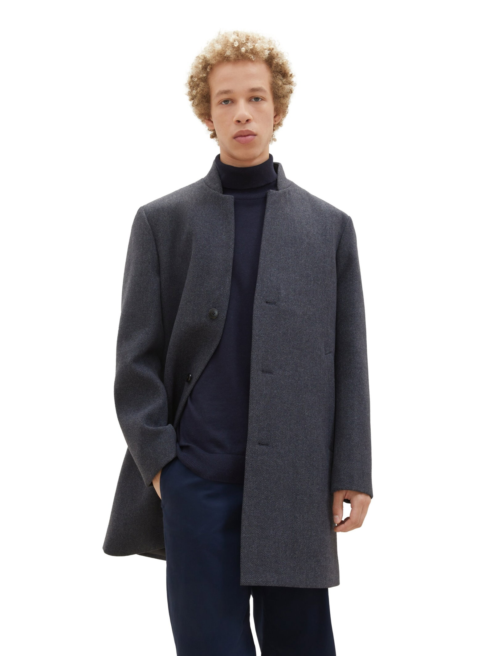 three button wool coat, blueish salt and pepper #3
