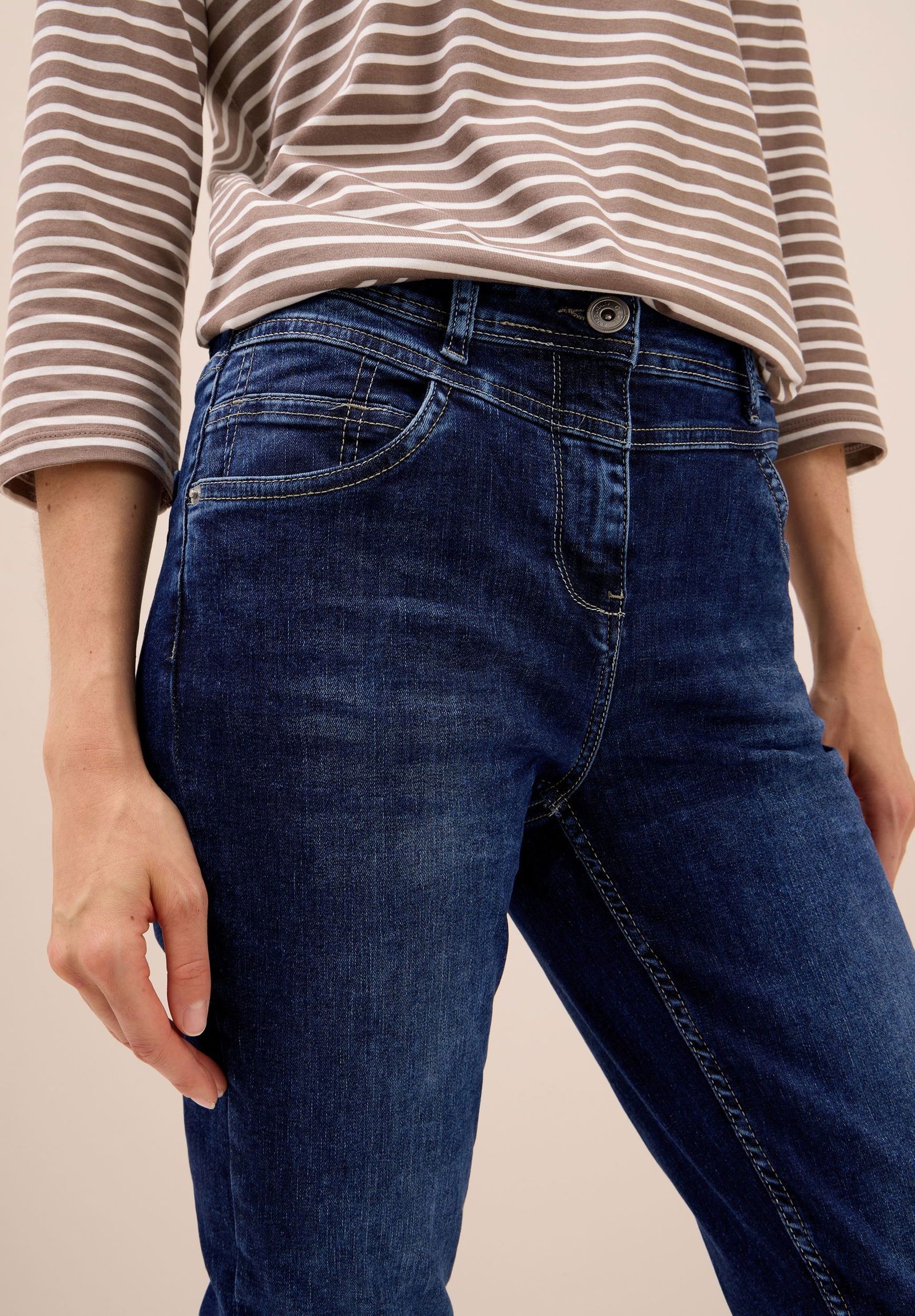 CECIL | CECIL Straight Leg Jeans | 30/32 | mid blue used wash