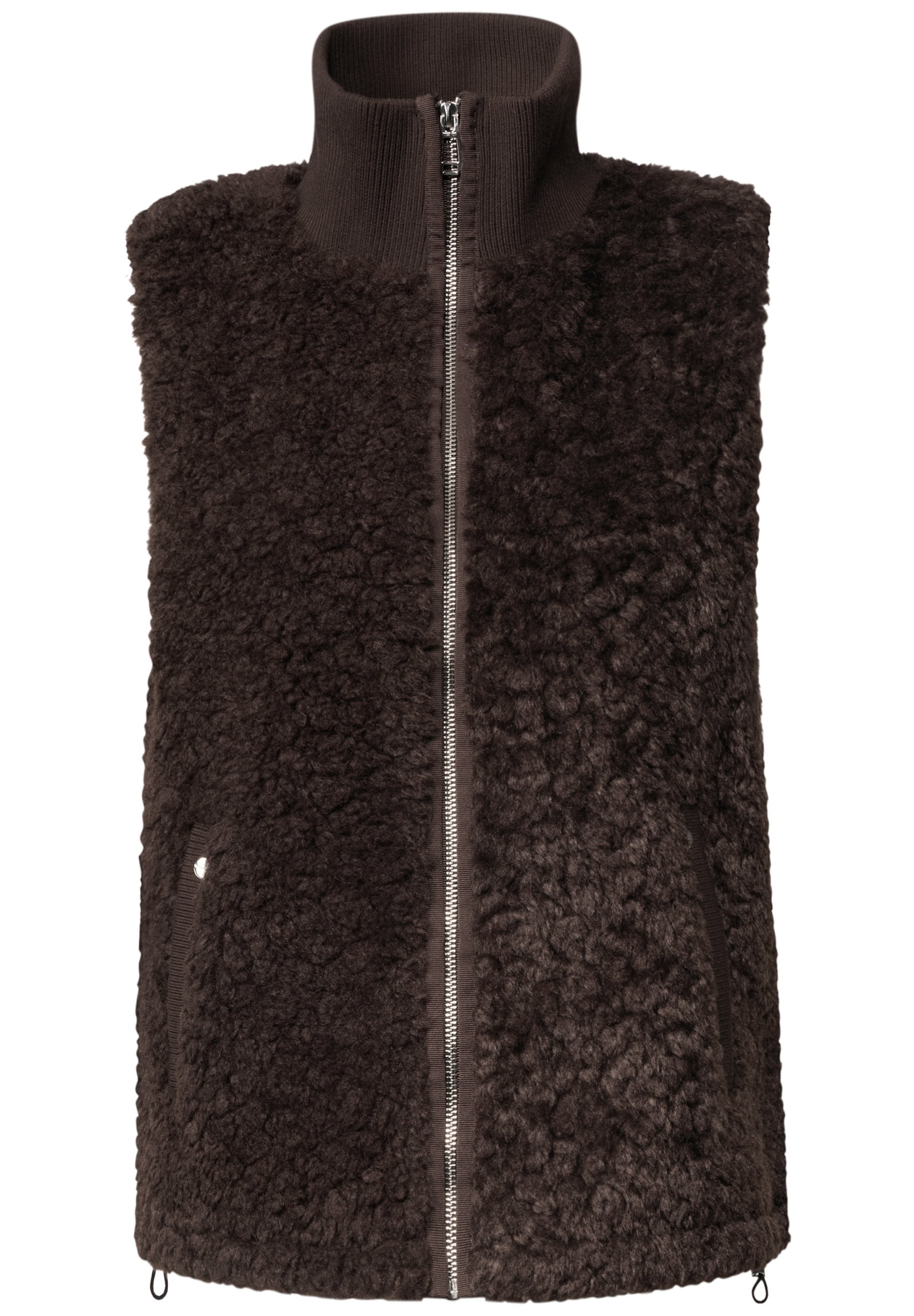 LTD QR Curly  Fake Fur Vest w., auburn brown #1