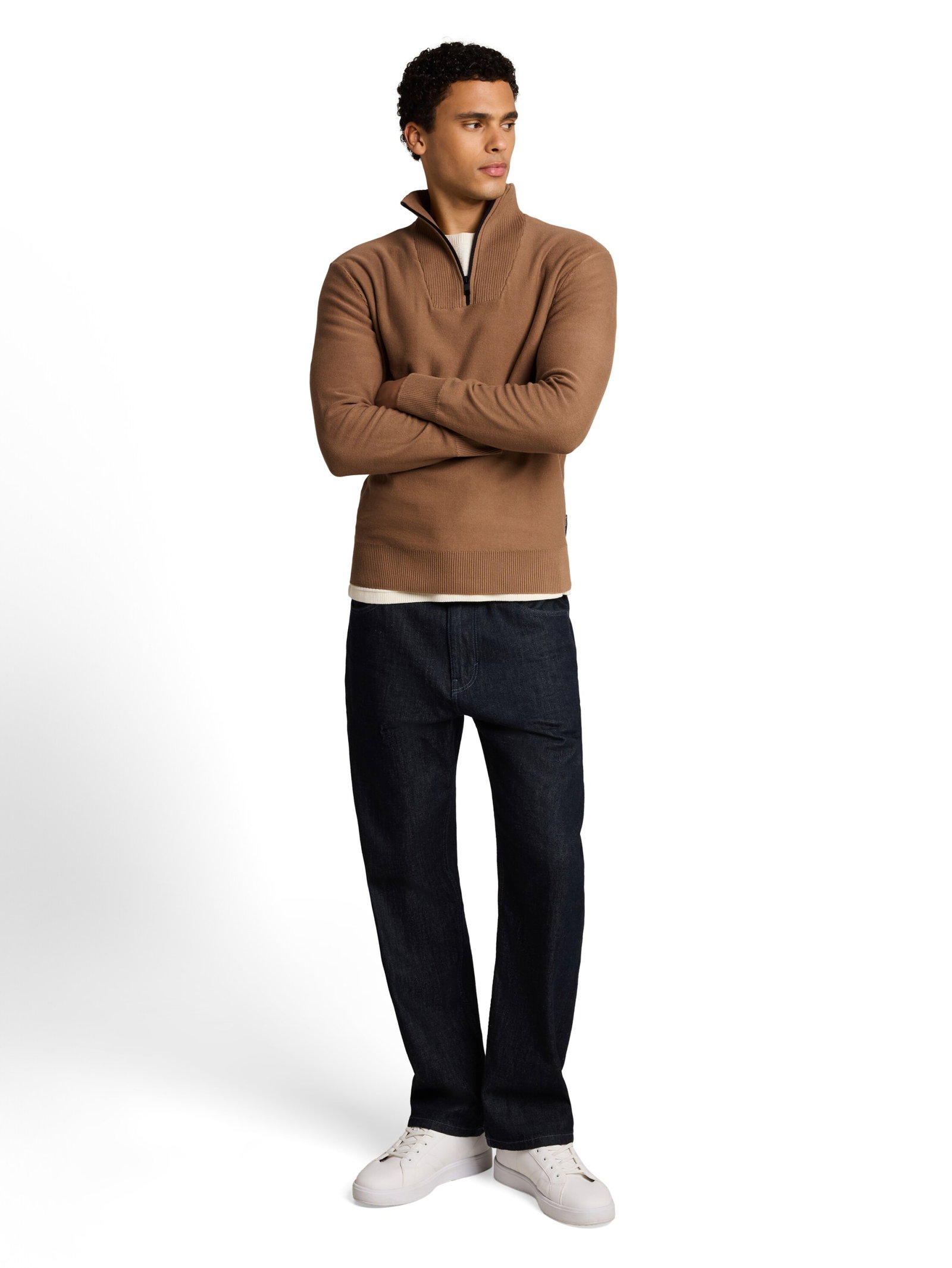 basic knit troyer, malt brown #3