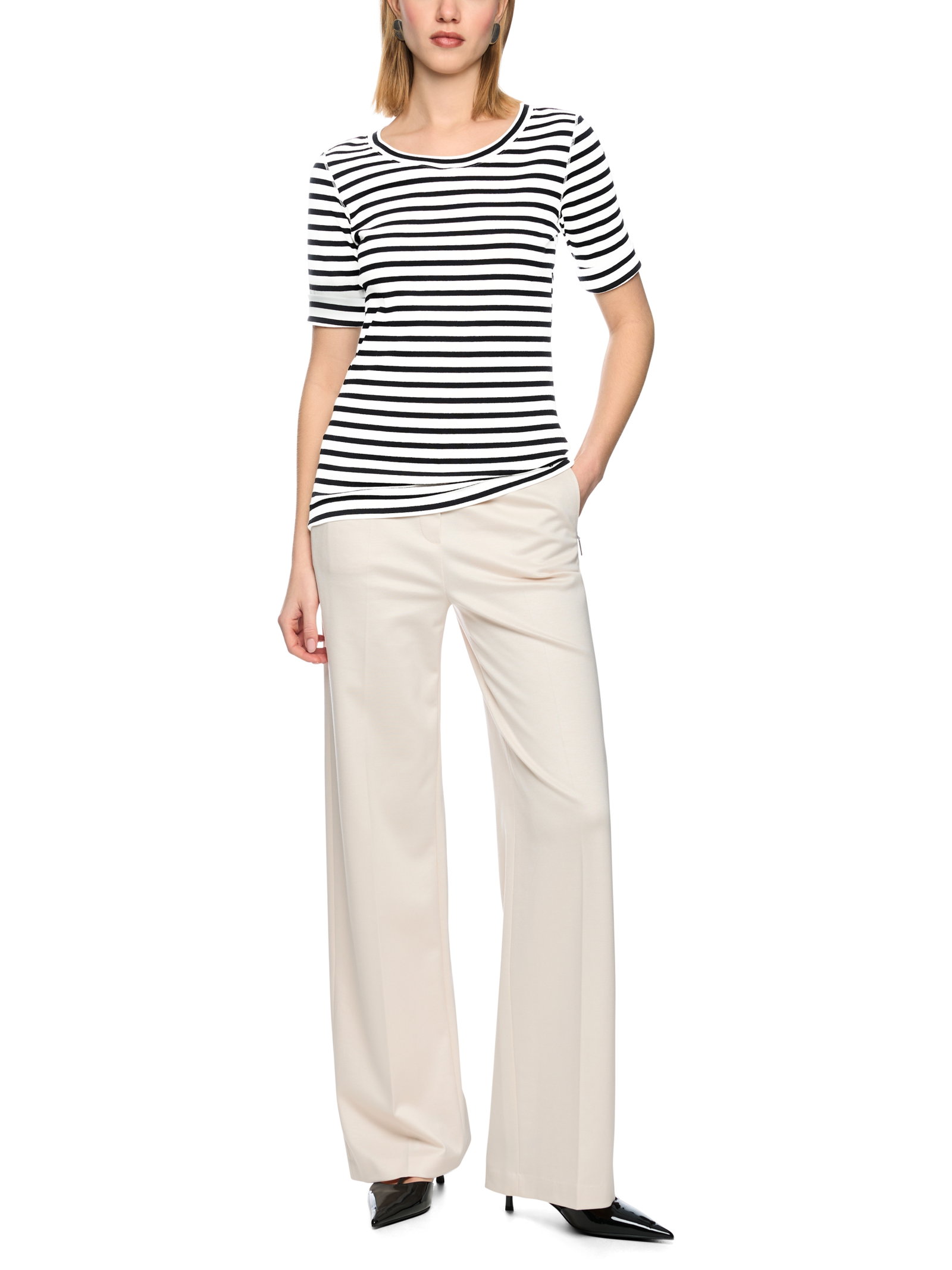 Marc Cain Additions Ringel-T-Shirt aus Baumwoll-Ripp #2