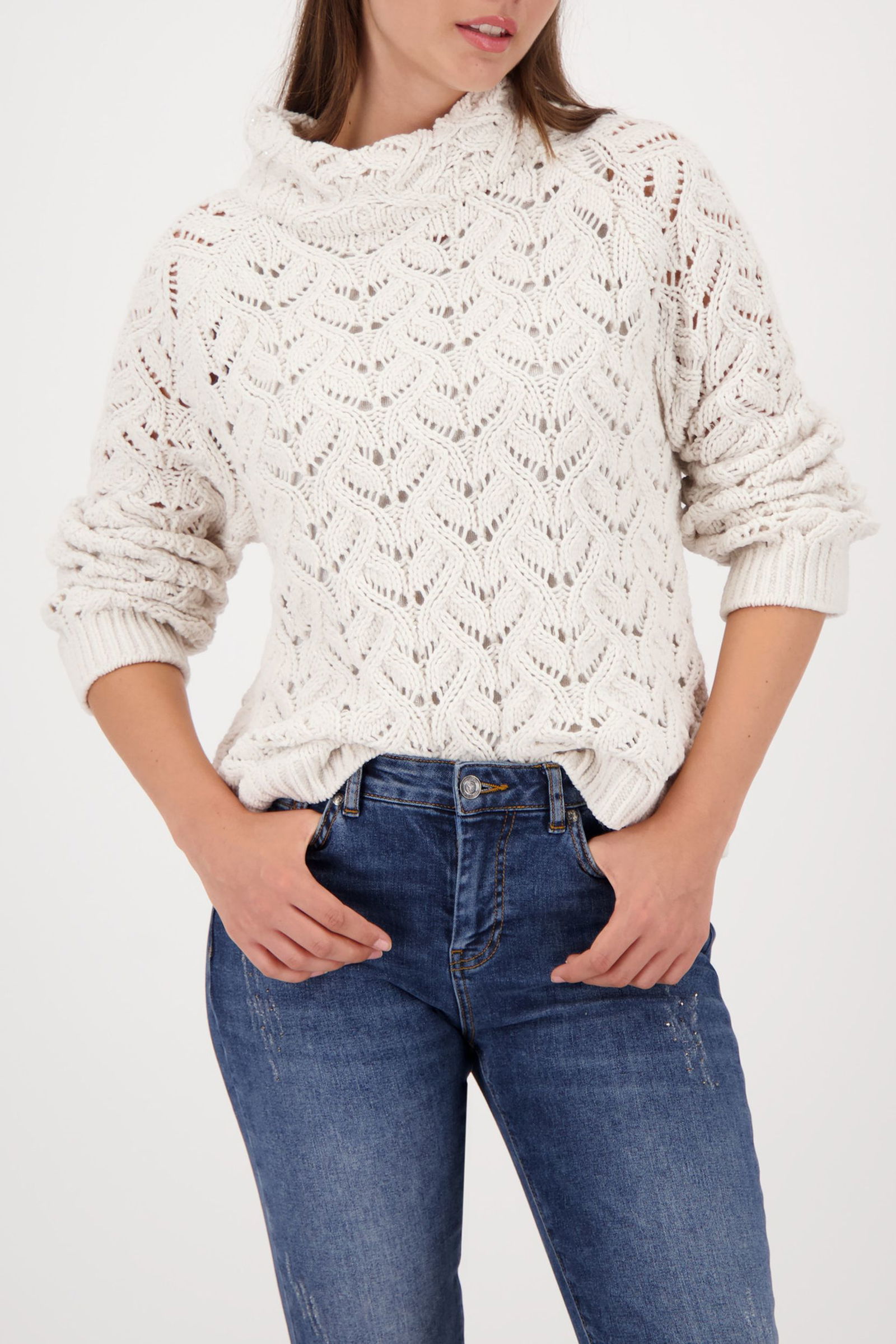 Monari |  Pullover, pearl | 40 | mocca