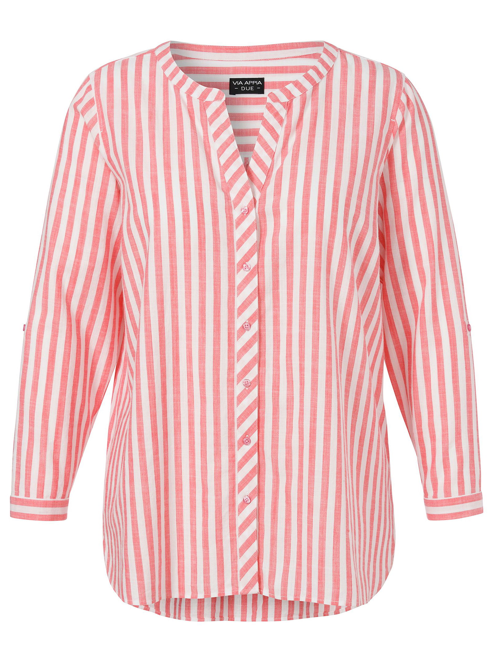 5628eadde3708949e94c2a14f2102049 VIA APPIA DUE |  Bluse Hemdkragen 1/1 Arm  Streifen | 54 | wassermelone / weiss