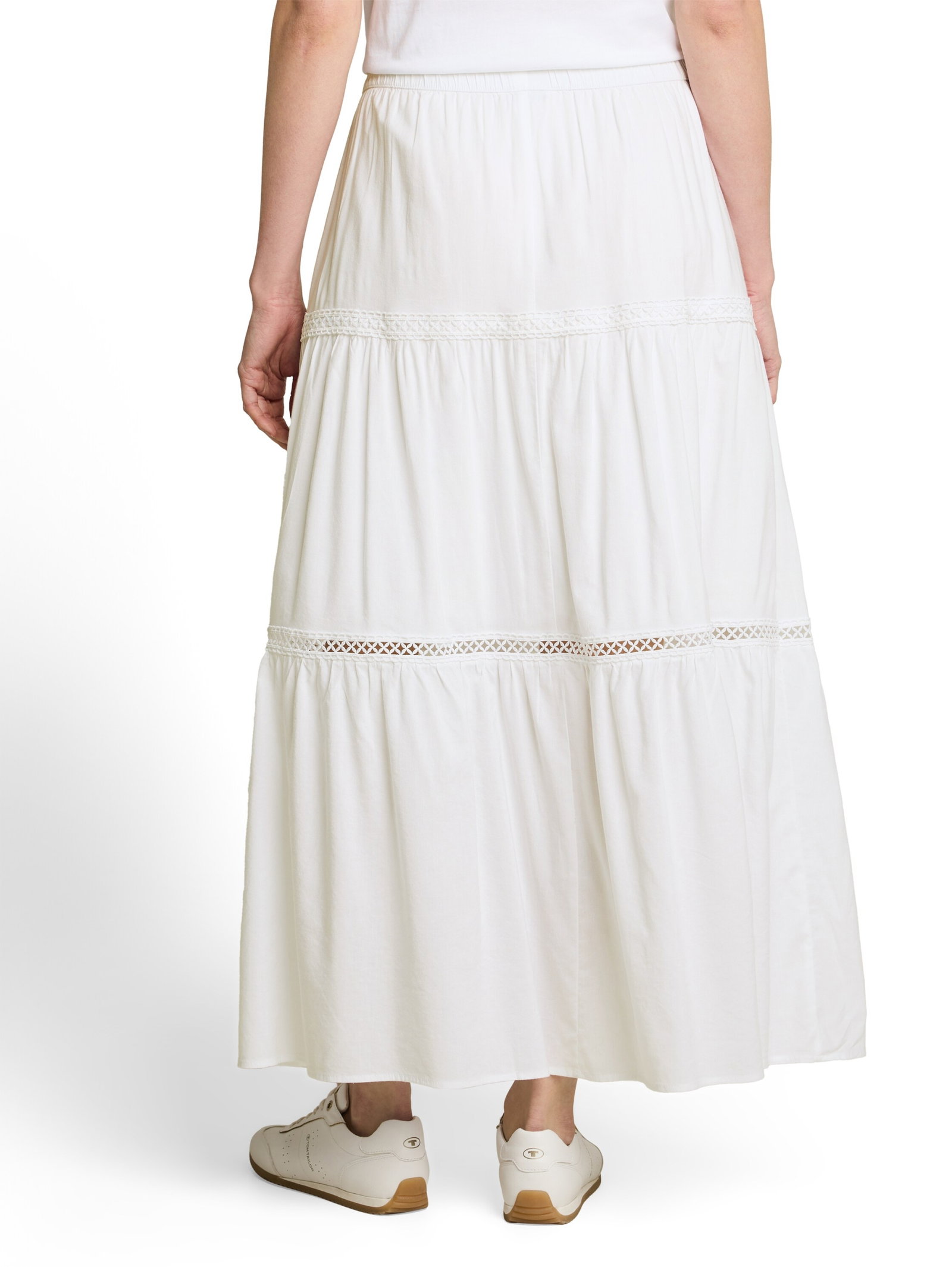 maxi volant skirt, White #4