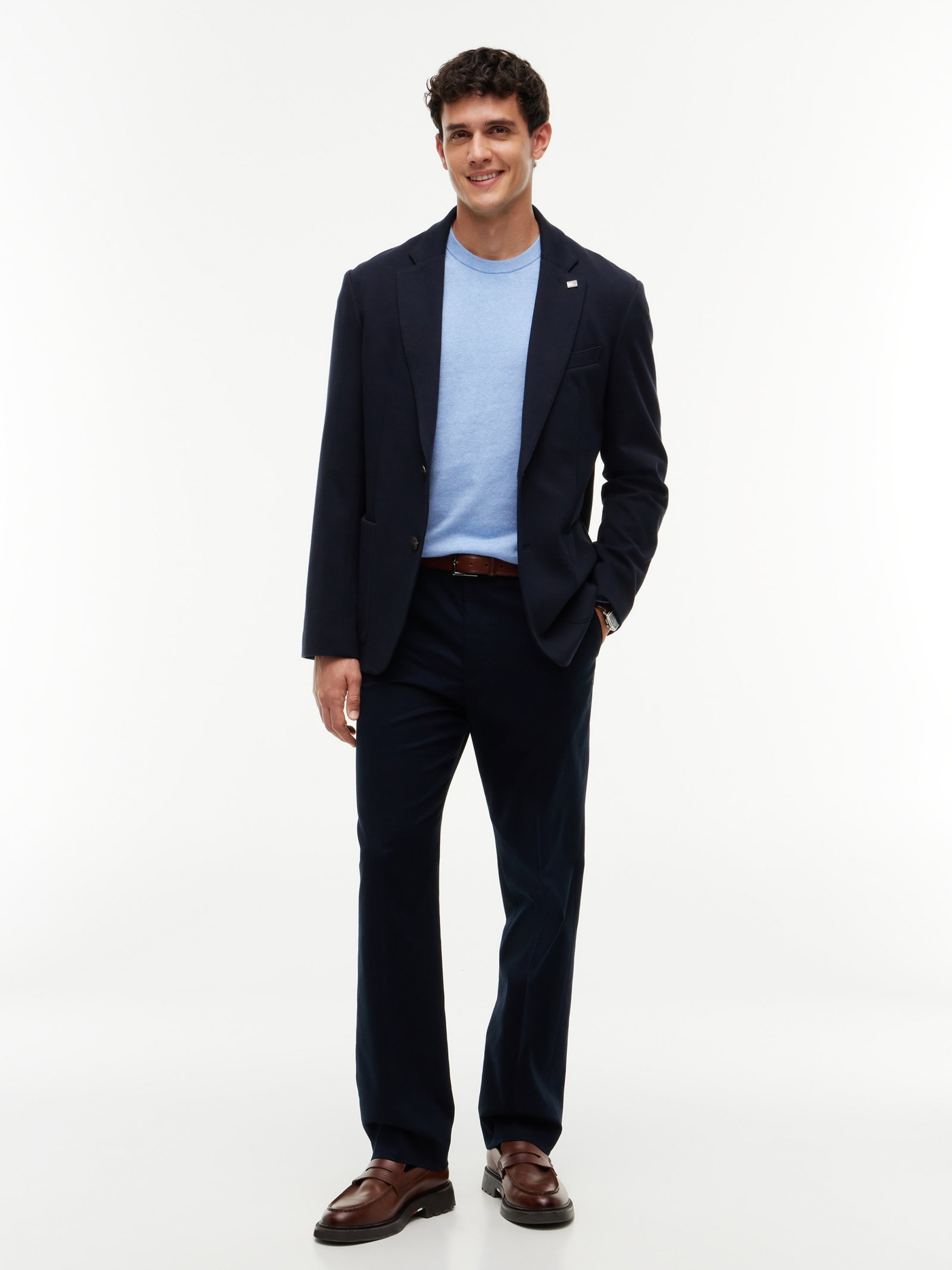 PIMA ORG CTN CASHMERE CREW NECK, BLUE #5