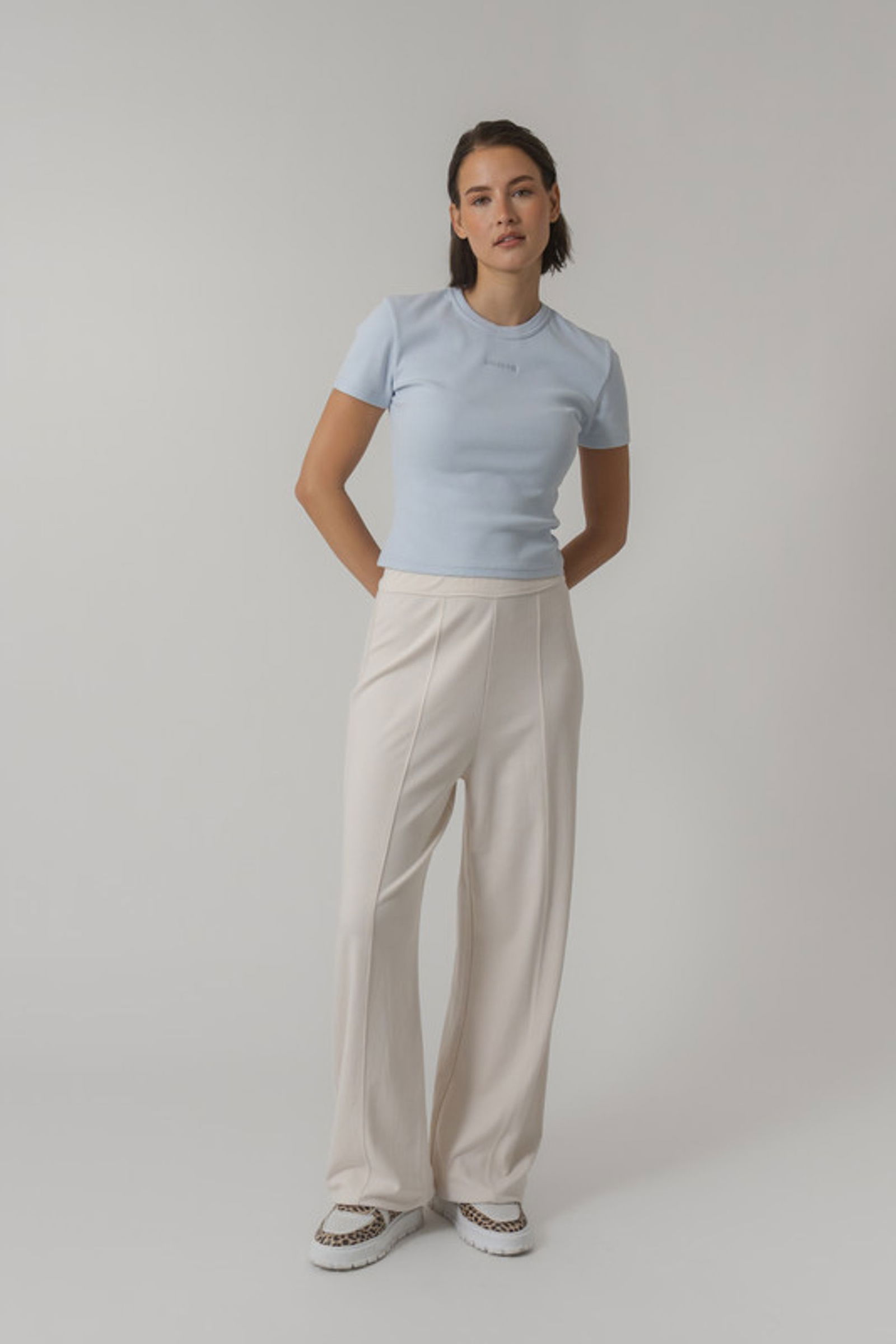 Oh April |  Oh April Ivy Rib T-Shirt Ice Blue | XS | ice blue