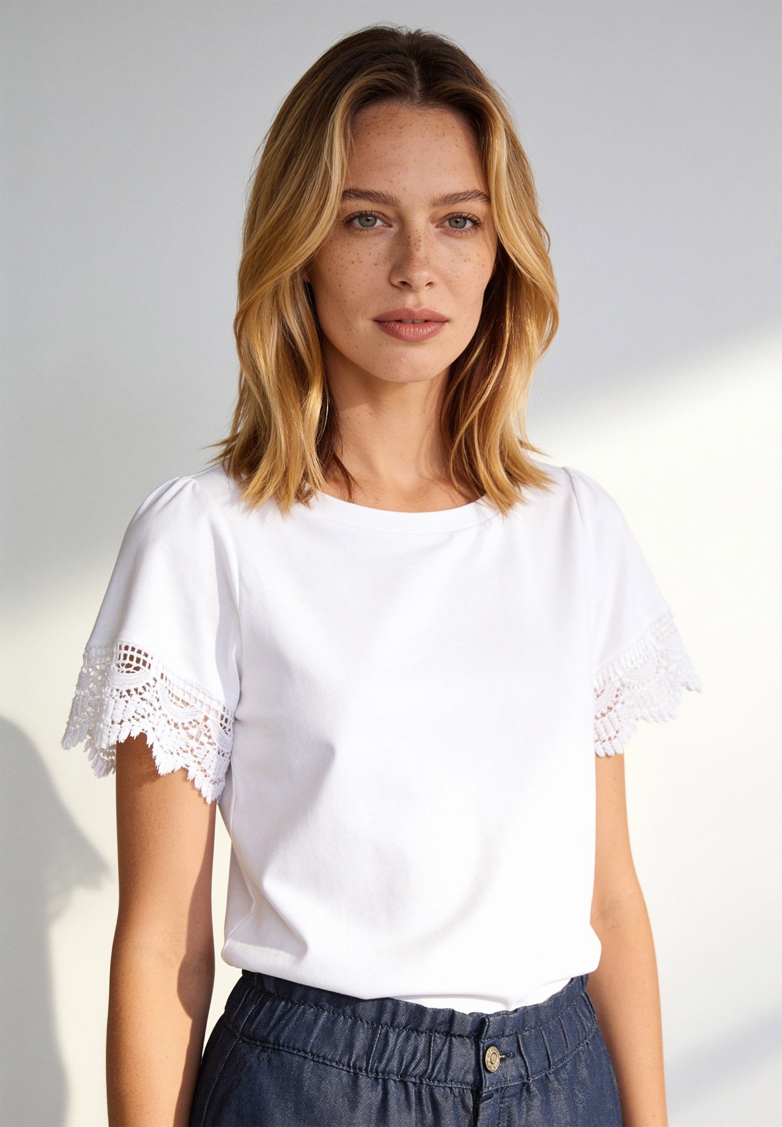 Shirt with Lace-Sleeve, white #3
