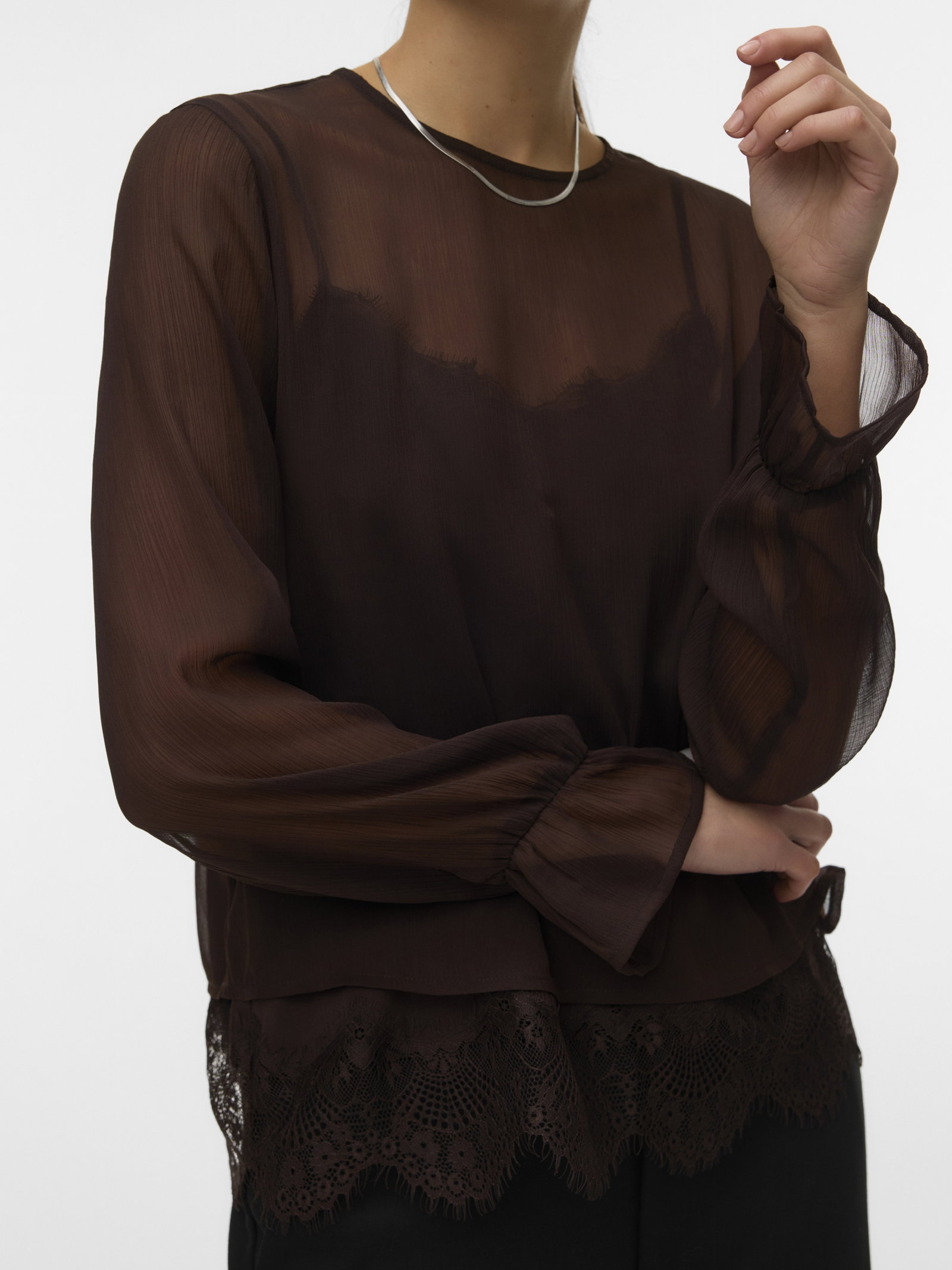 VMLALIE LS LACE TOP WVN, Chocolate Torte #4