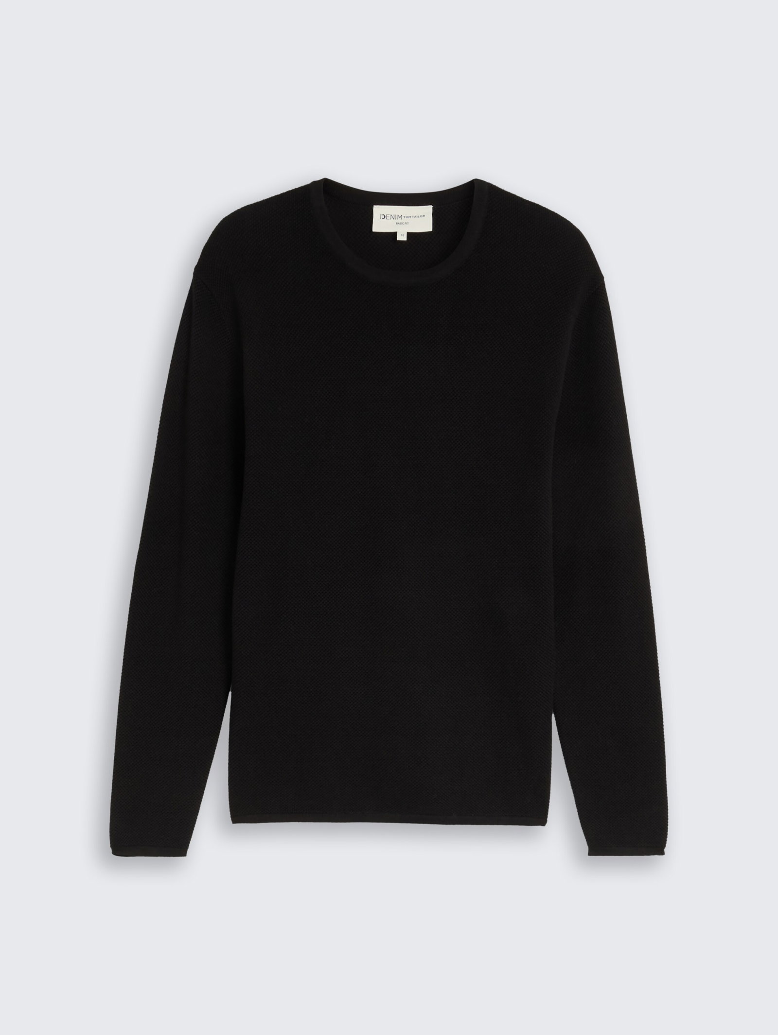 basic structred crew neck knit, Black #7