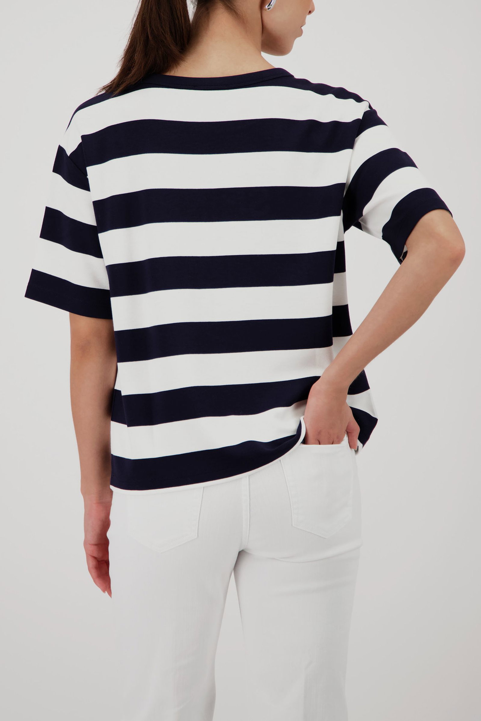 Monari |  Sweatshirt, marine ringel | 36