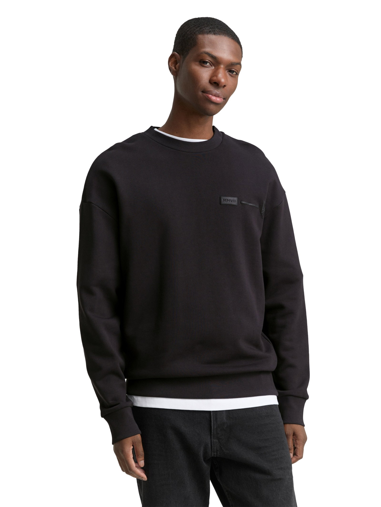 relaxed printed crewneck sweat, Night Watch Black #11