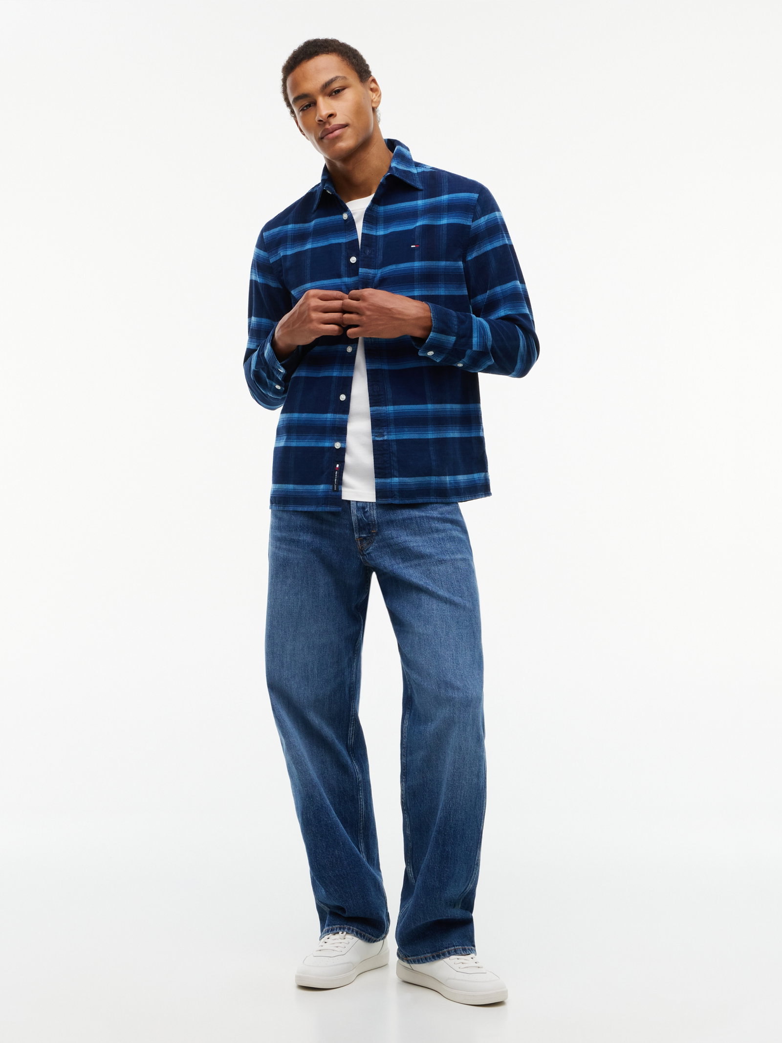 TJM REG PATTERN CORDUROY SHIRT, BLU #5