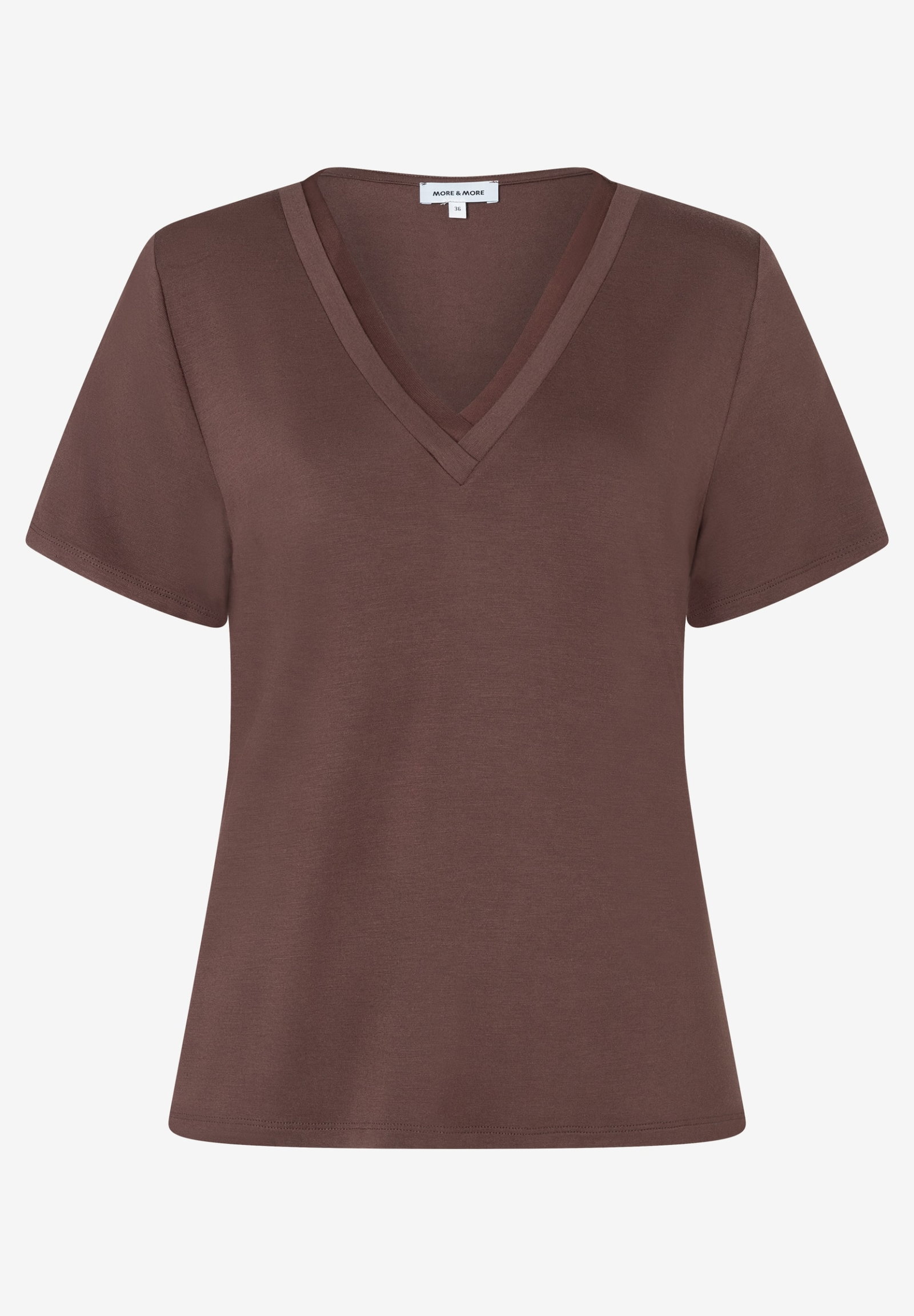 V-Neck-Shirt, cool chocolate #1