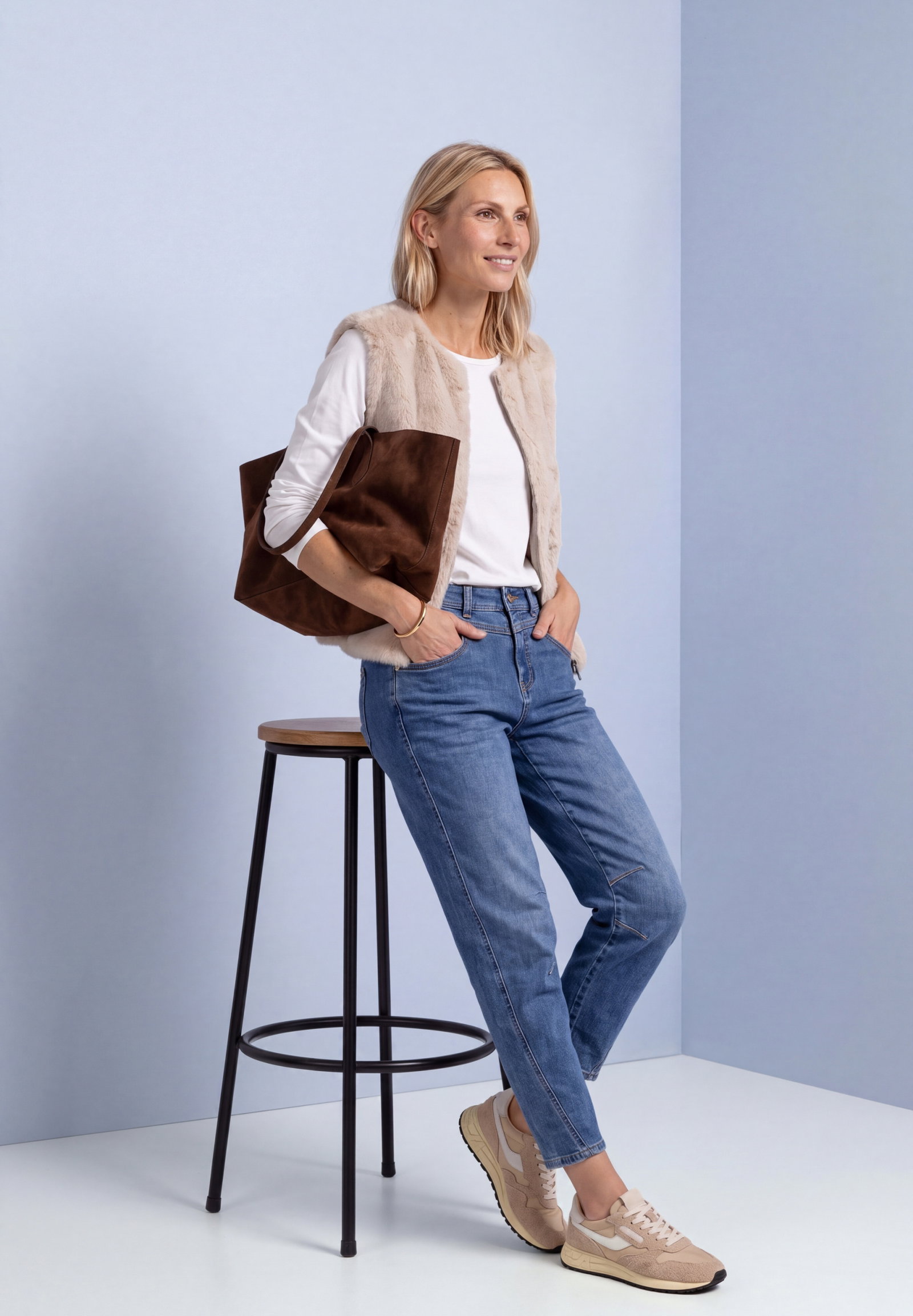Fake Fur Vest, clay sand #5
