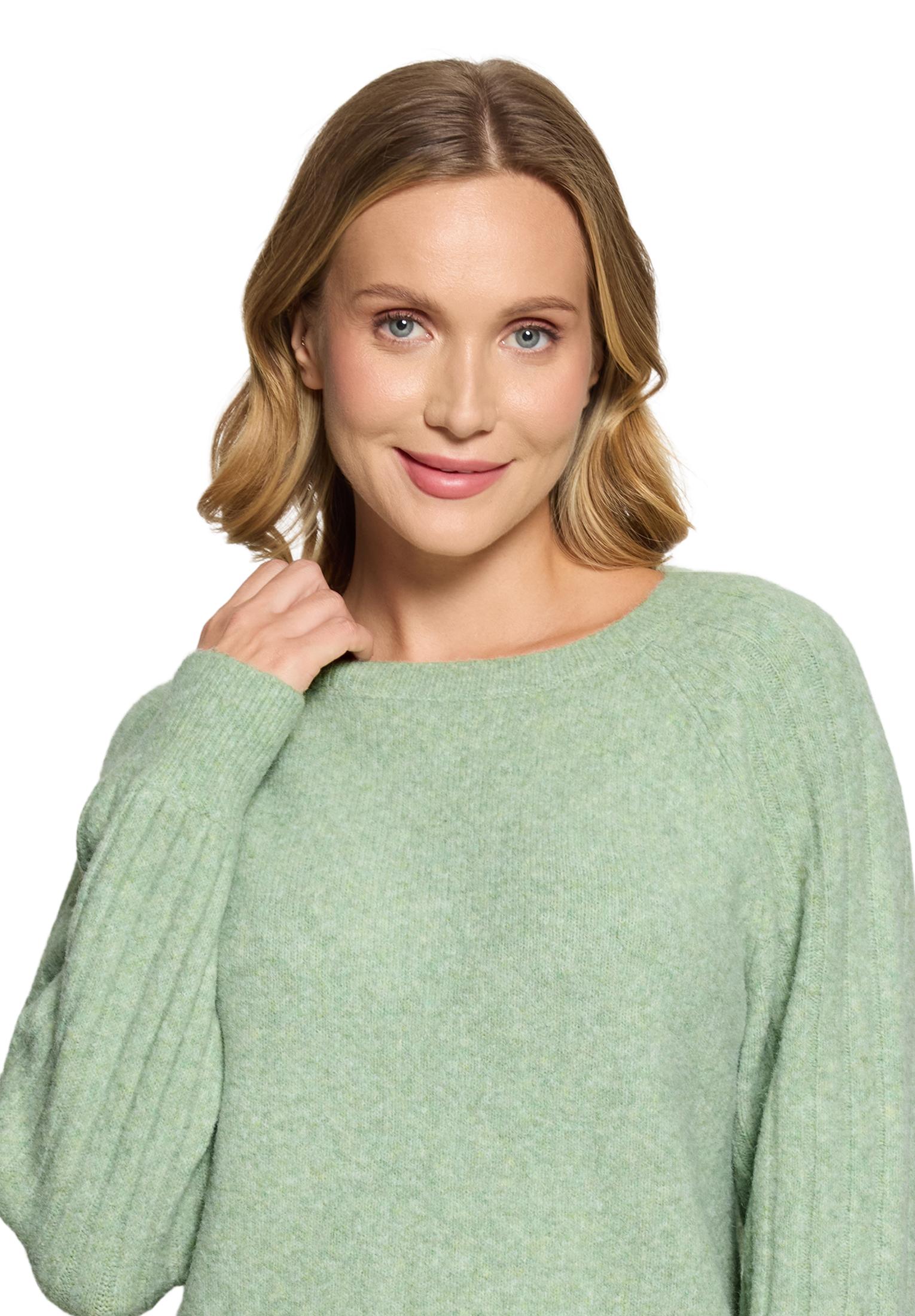 Strickpullover Kurz 1/1 Arm, Green Melange #6