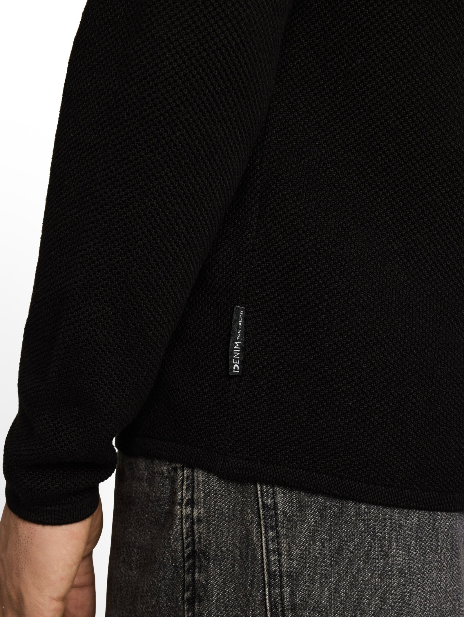 basic structred crew neck knit, Black #6