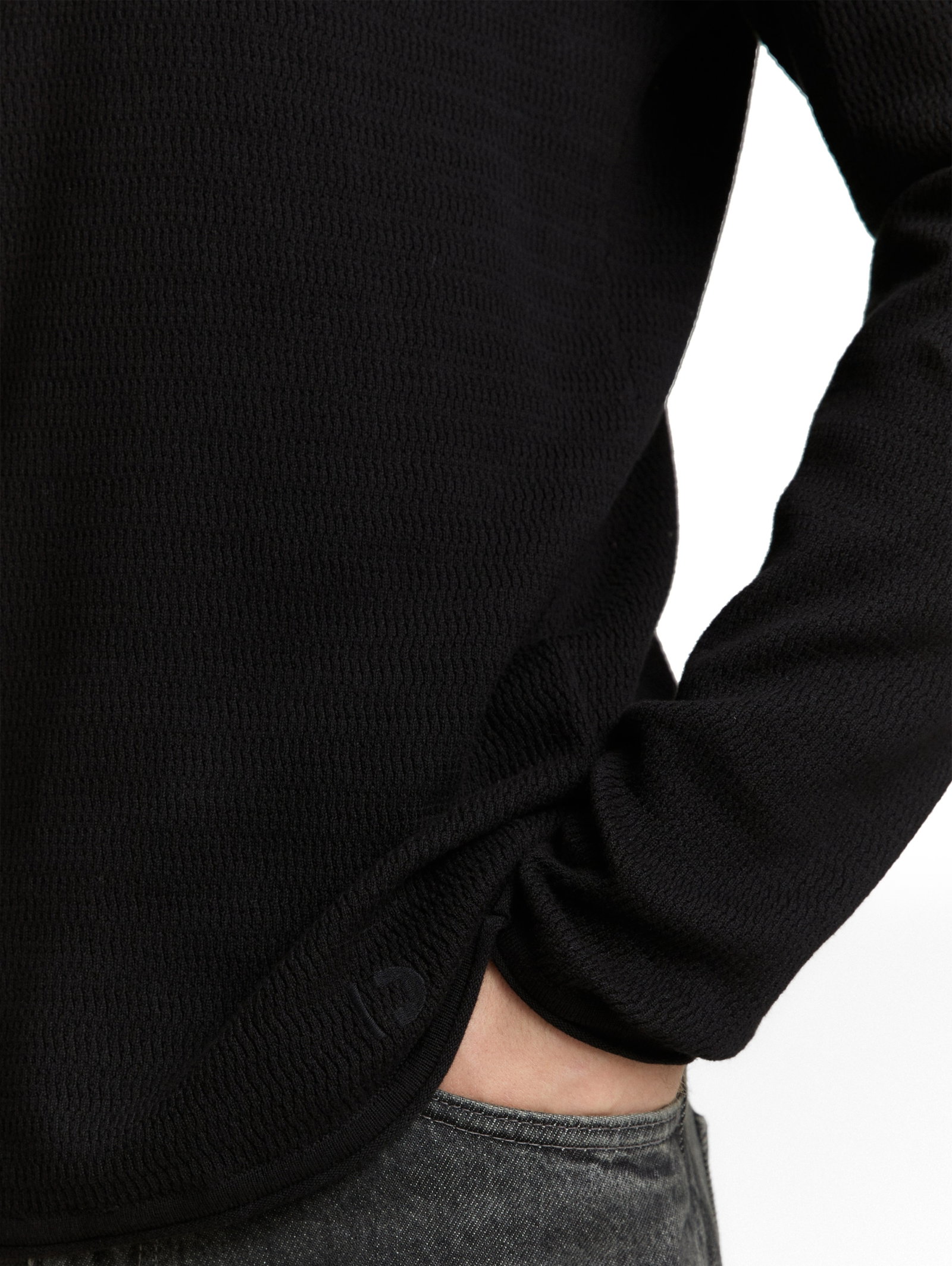 structured roll edge knit, Black #12