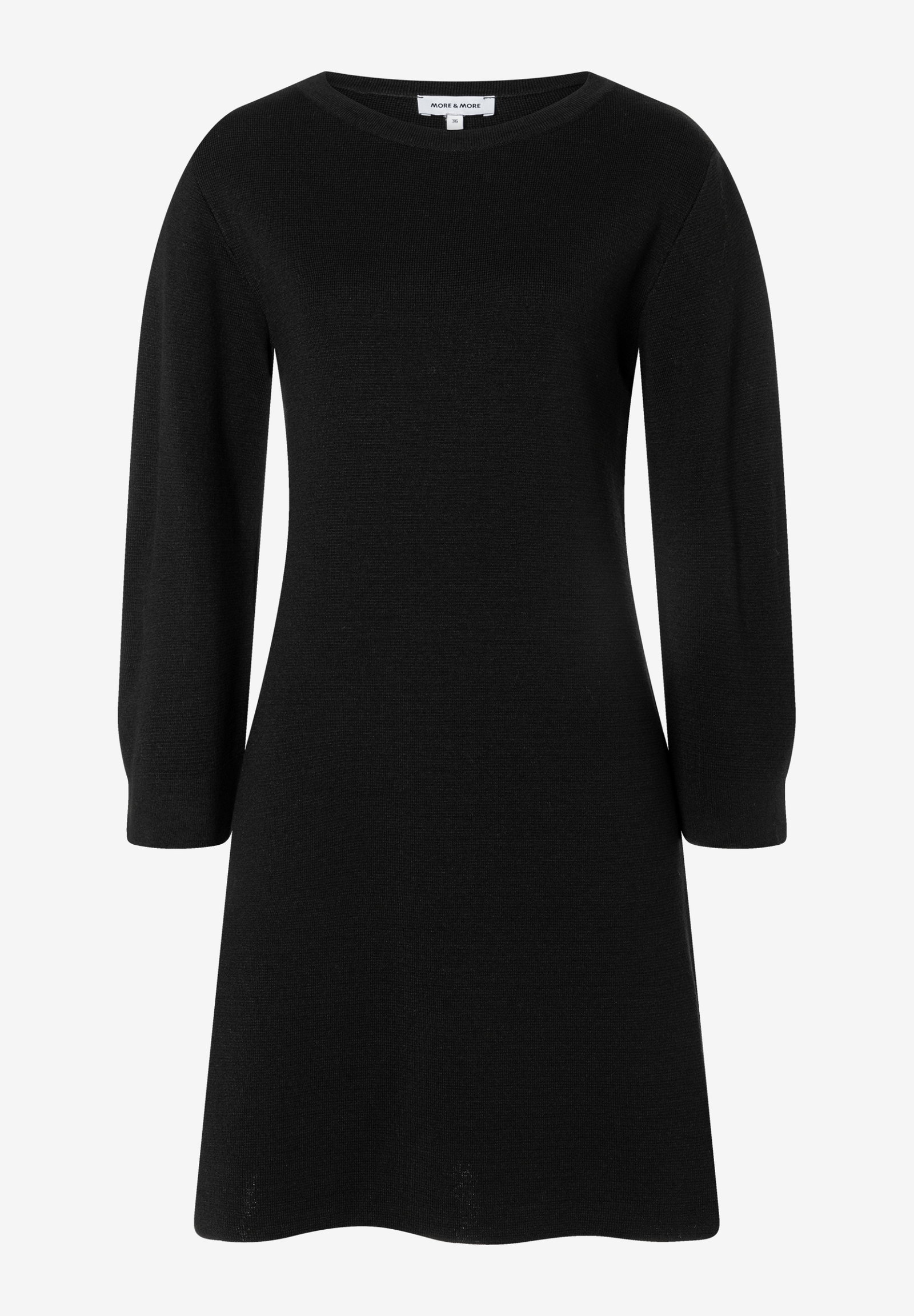 A- Shape Milano Knit Dress 3/4 Arm, black #1
