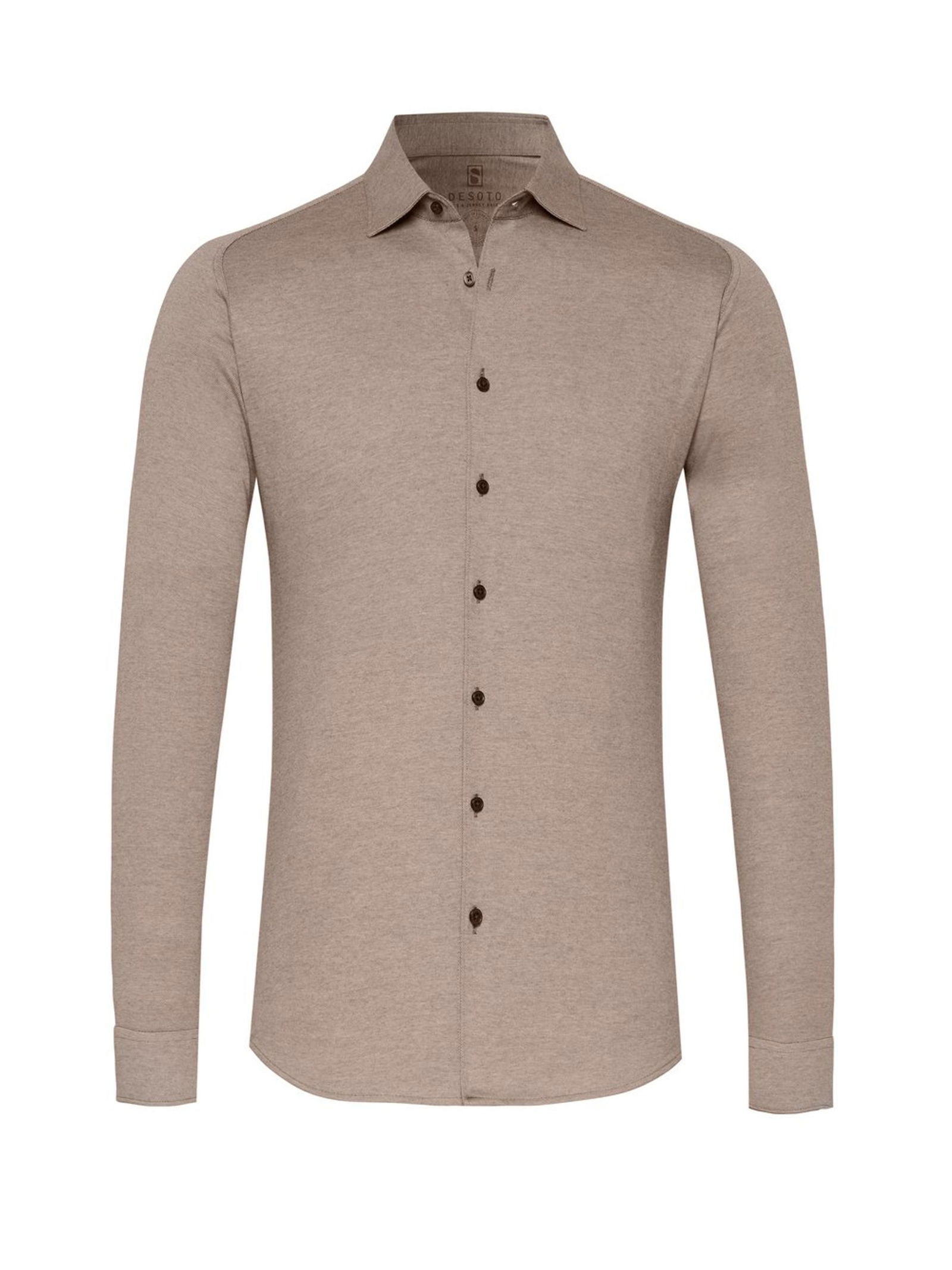 DESOTO |  DESOTO Hemd Slim Fit  | XL | light brown piqué