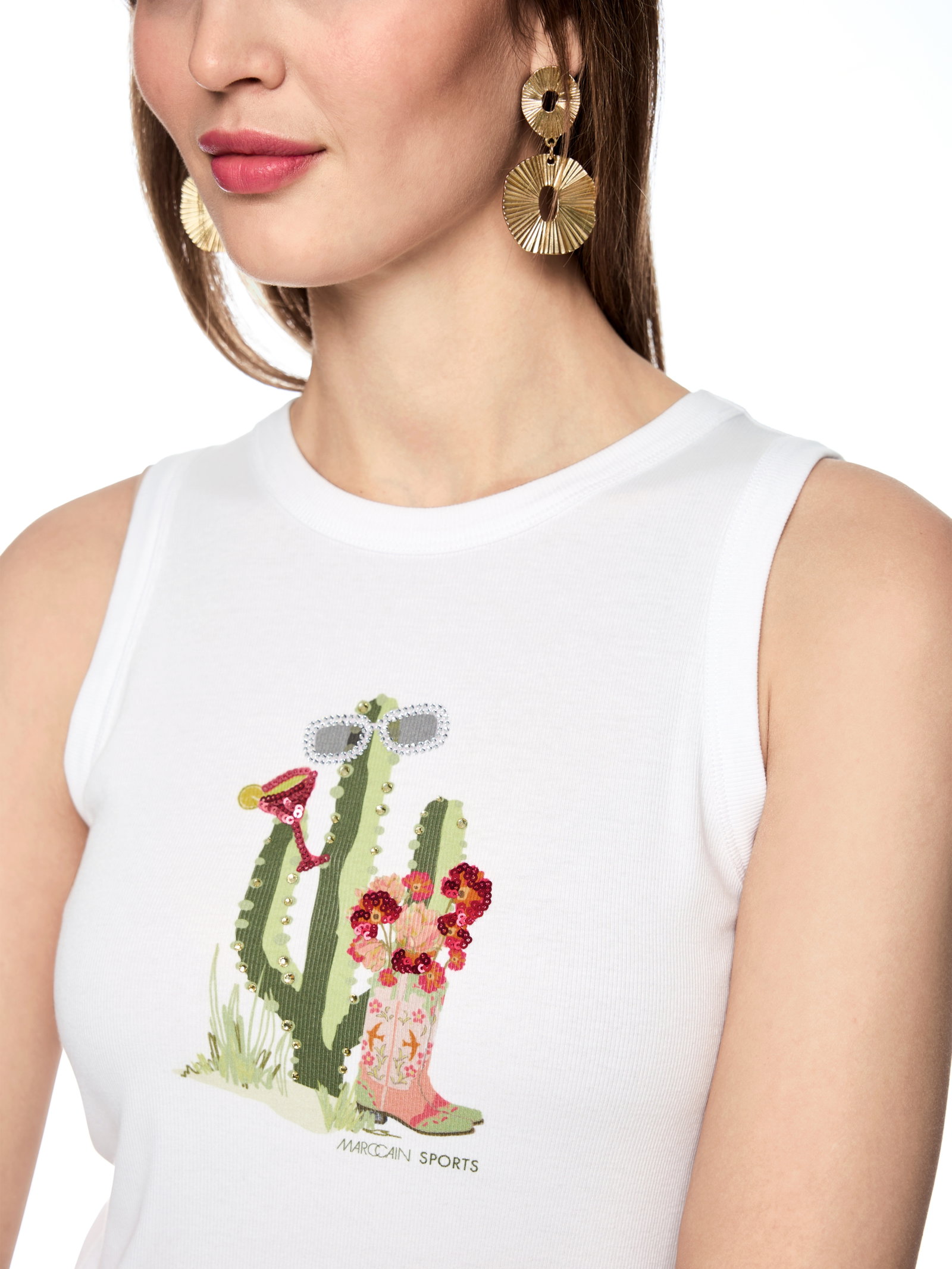 Marc Cain Sports Ripp-Top mit Kaktus-Print #4