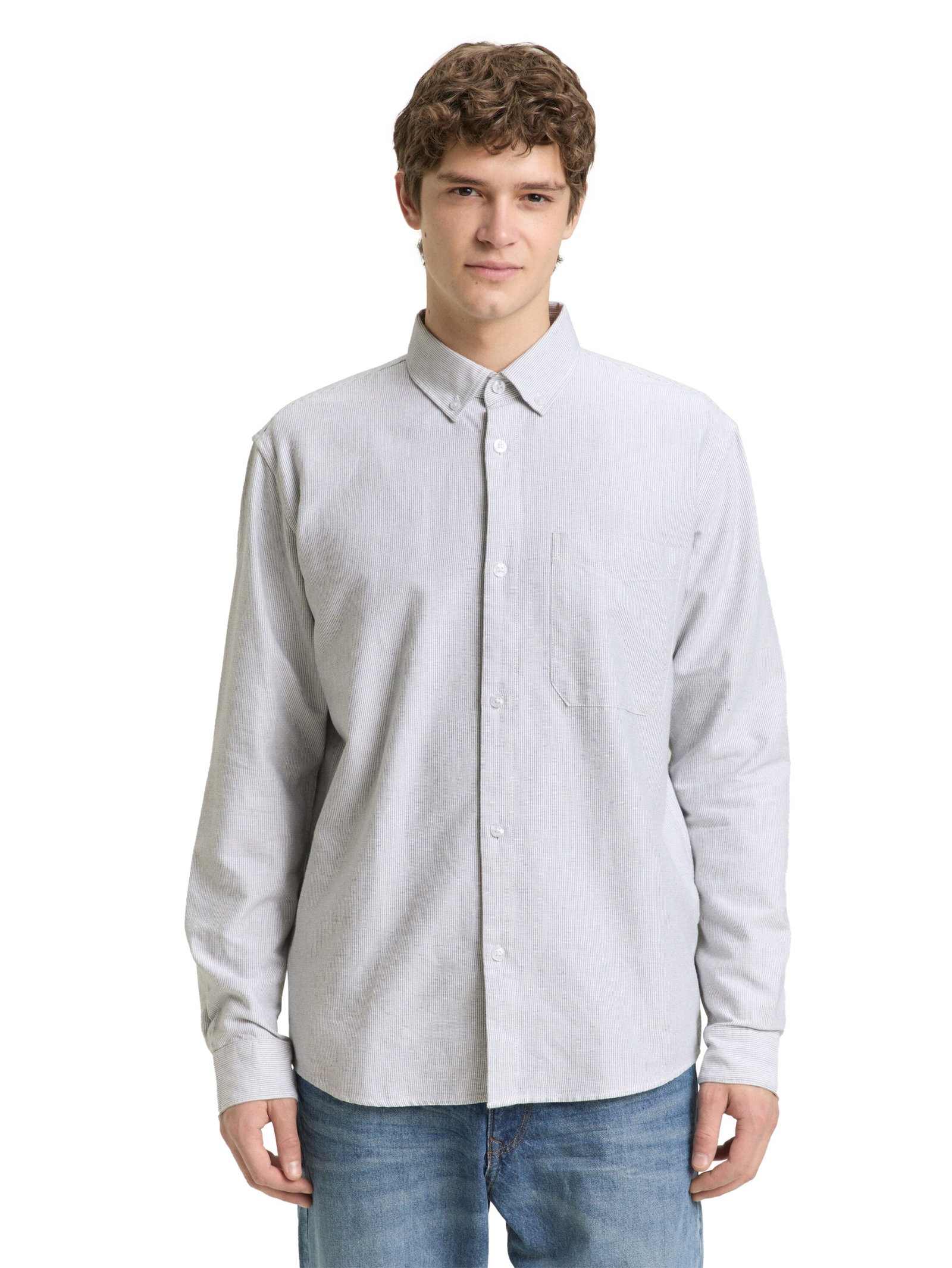 relaxed striped shirt, white small stripe #11