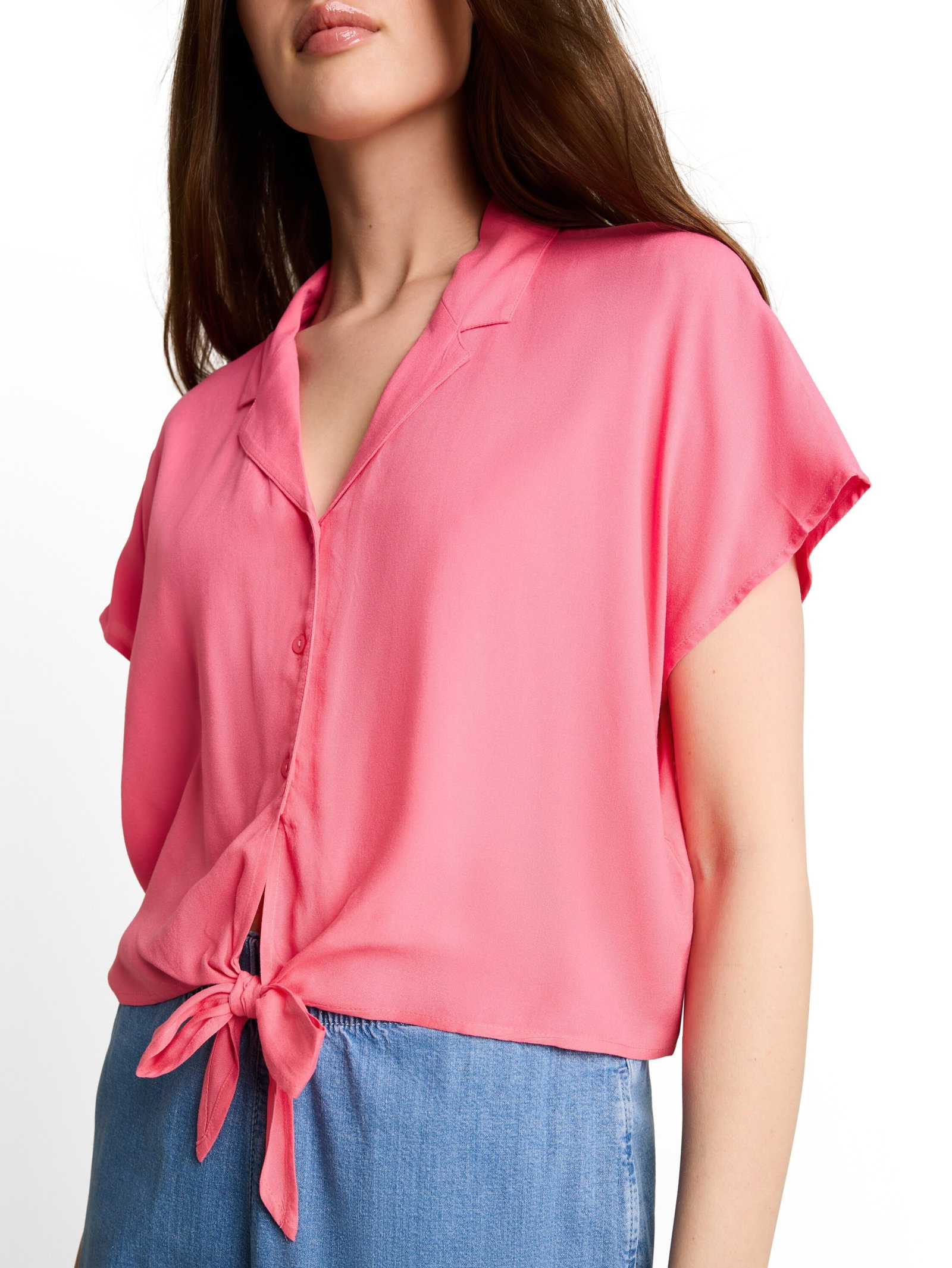resort shirt with knot, soft bright pink #6