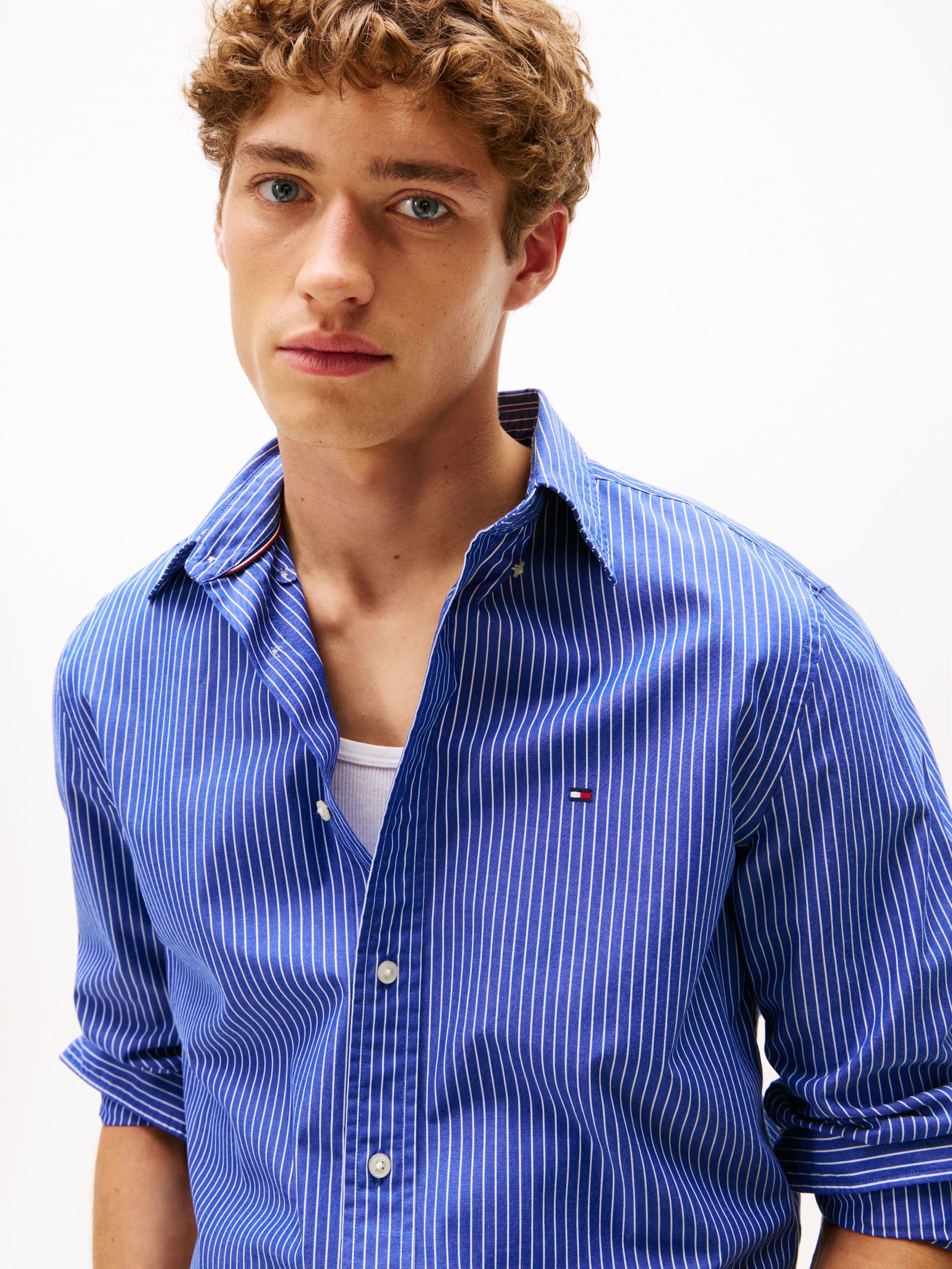  |  CORE HAIRLINE POPLIN RF SHIRT, RED | XXXL | night sky / ivory petal