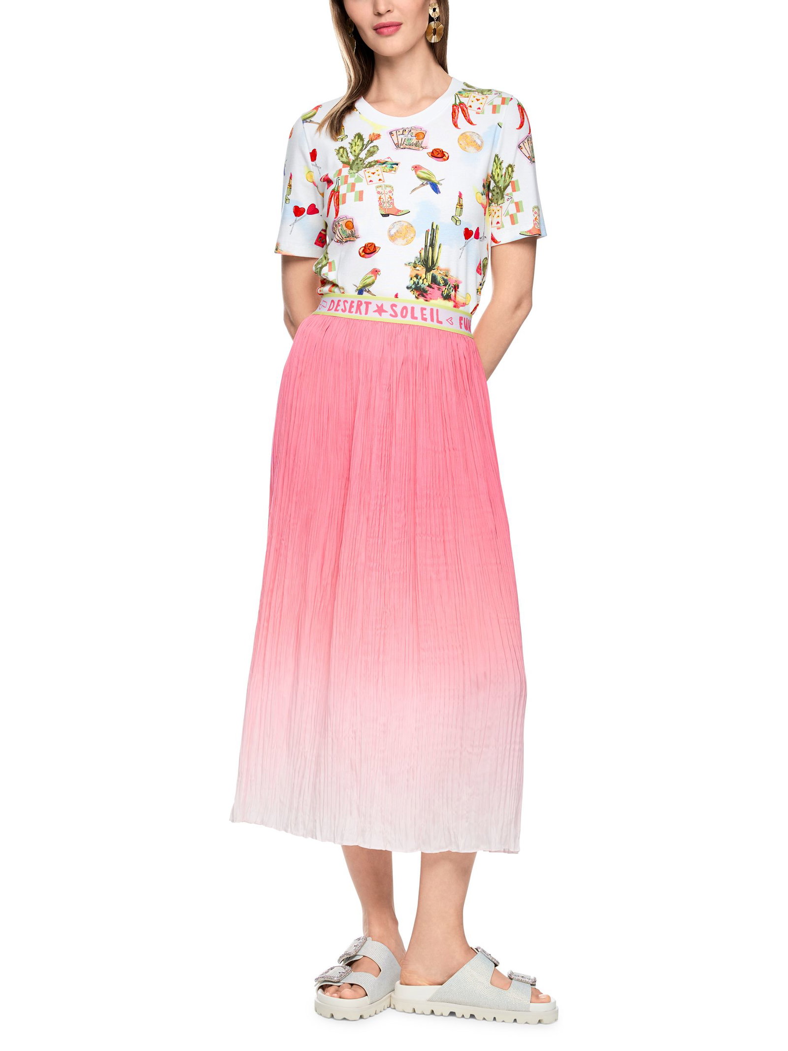 Marc Cain Sports |  Rundhals T-Shirt mit Allover-Print | 46 | white