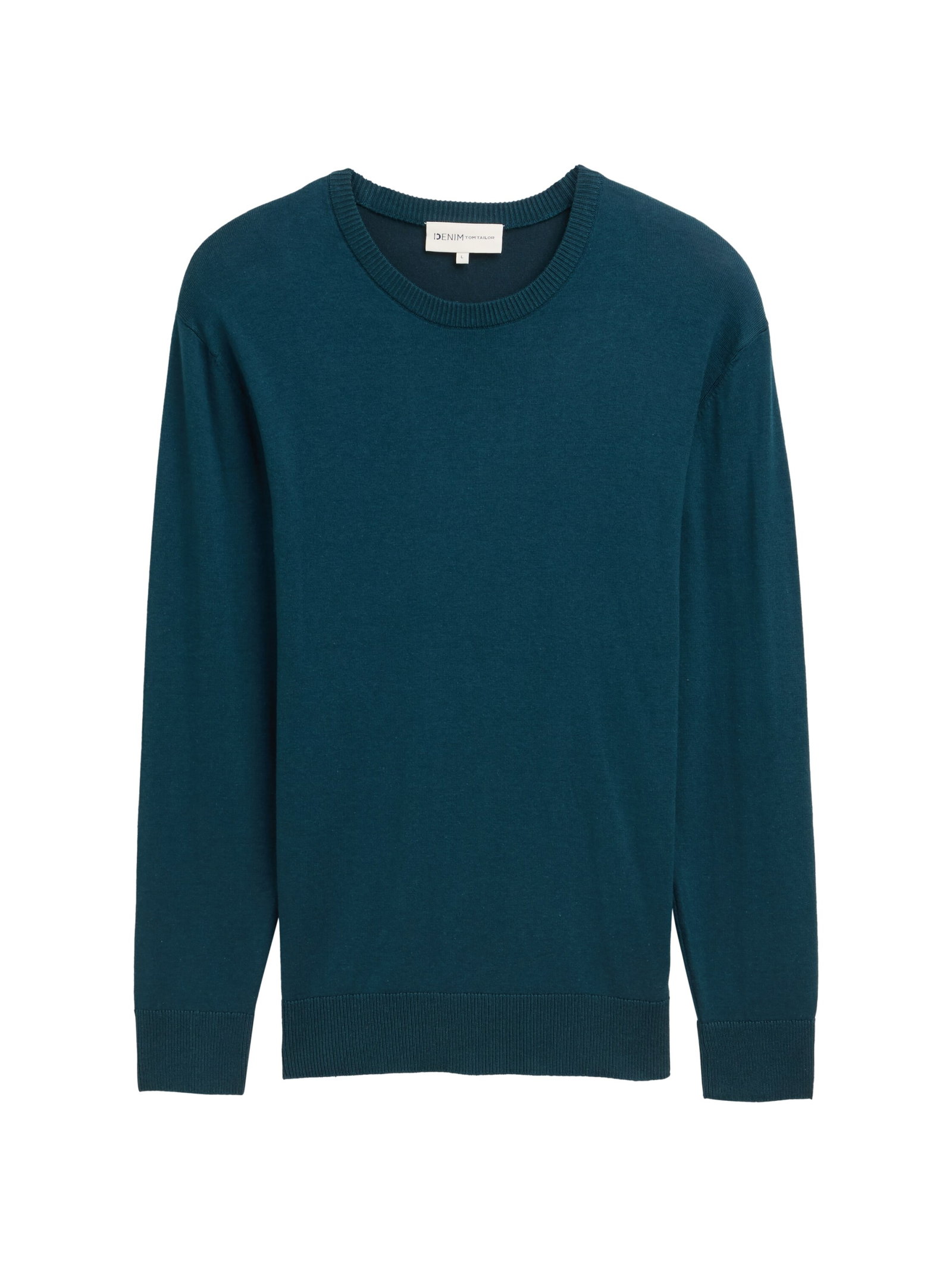 basic plaited crewneck knit, deep green plated design #1