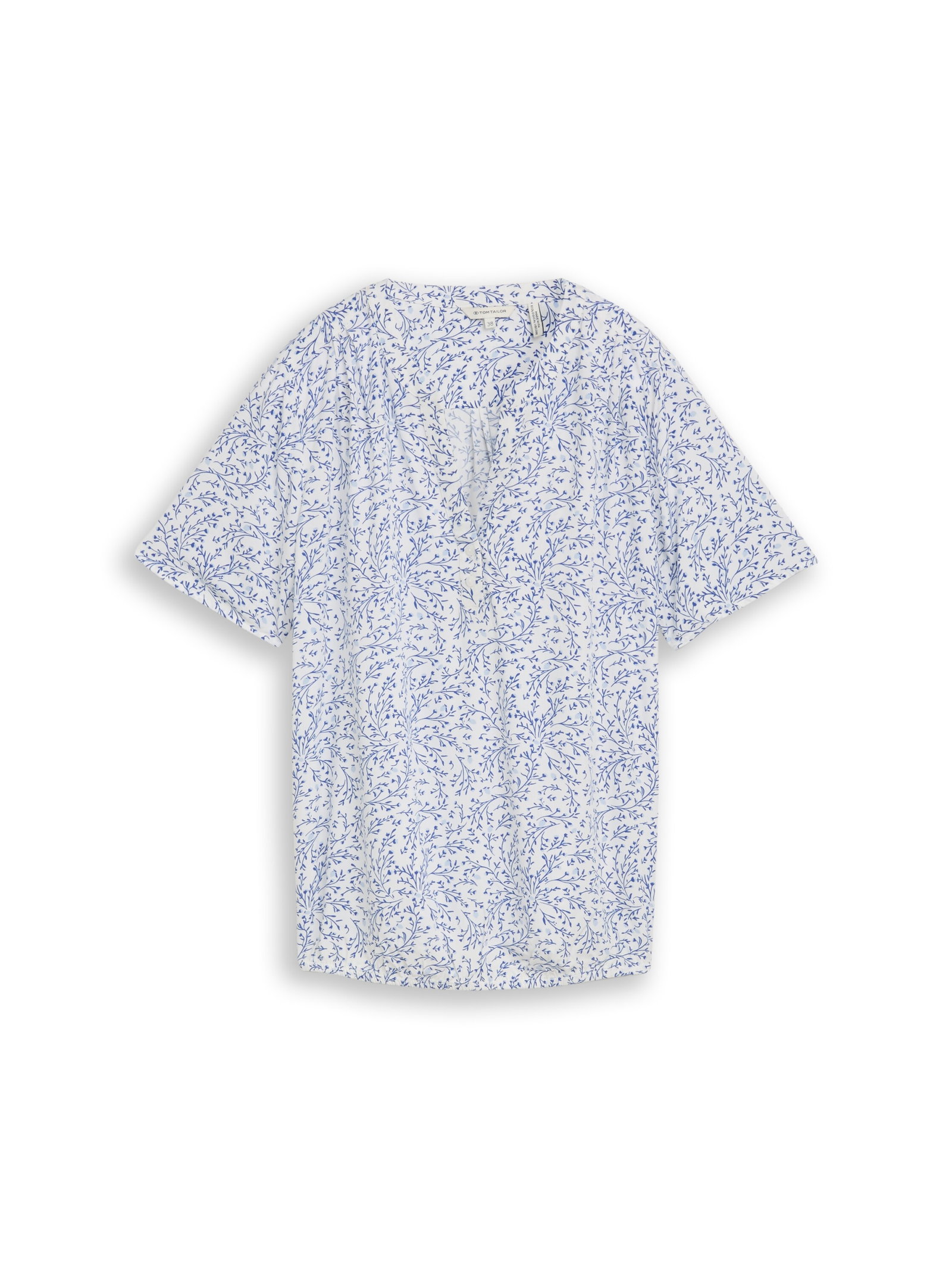 blouse printed shortsleeves, white small leaves design #1