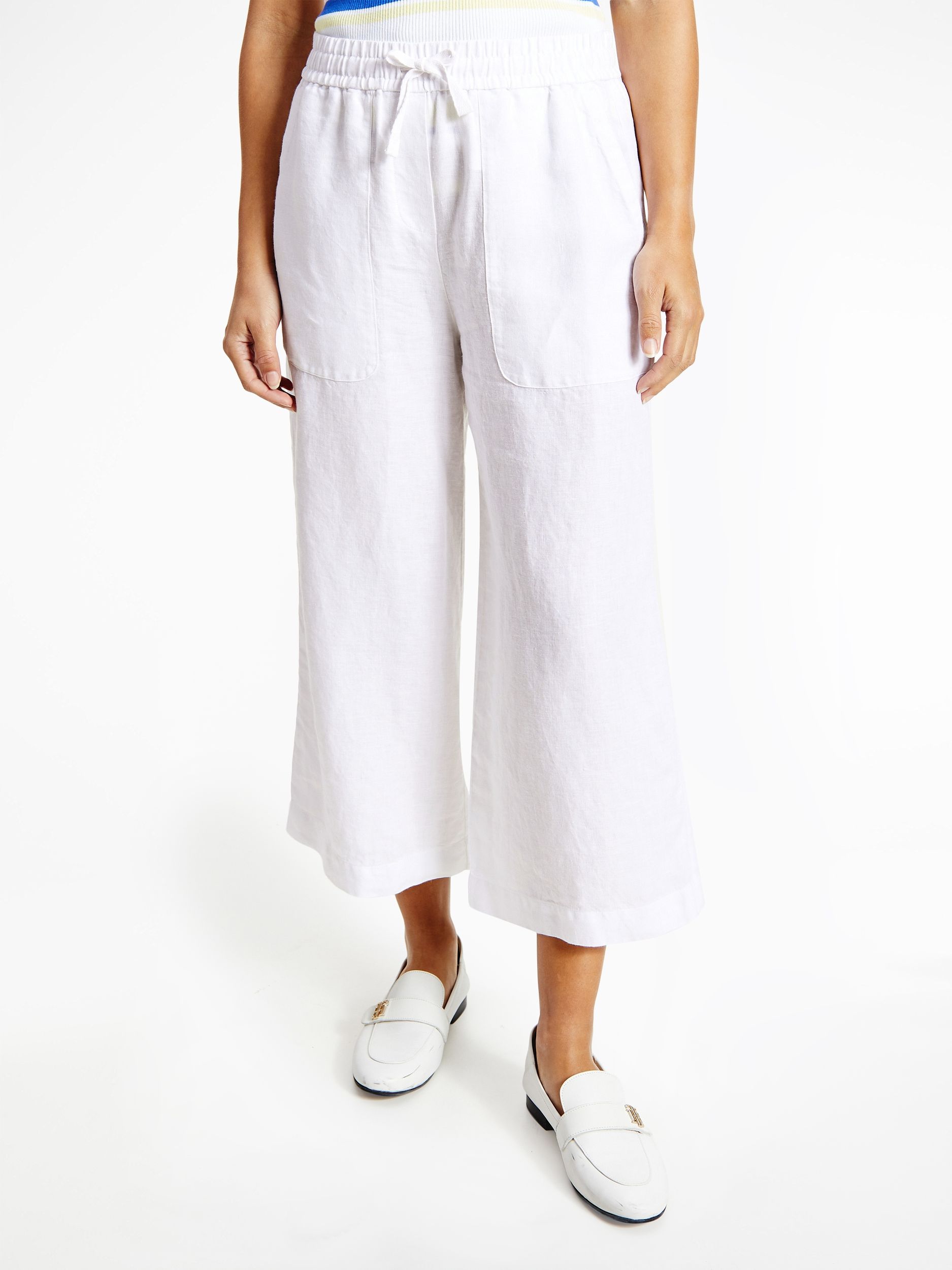 LINEN WIDE LEG CROP PANT