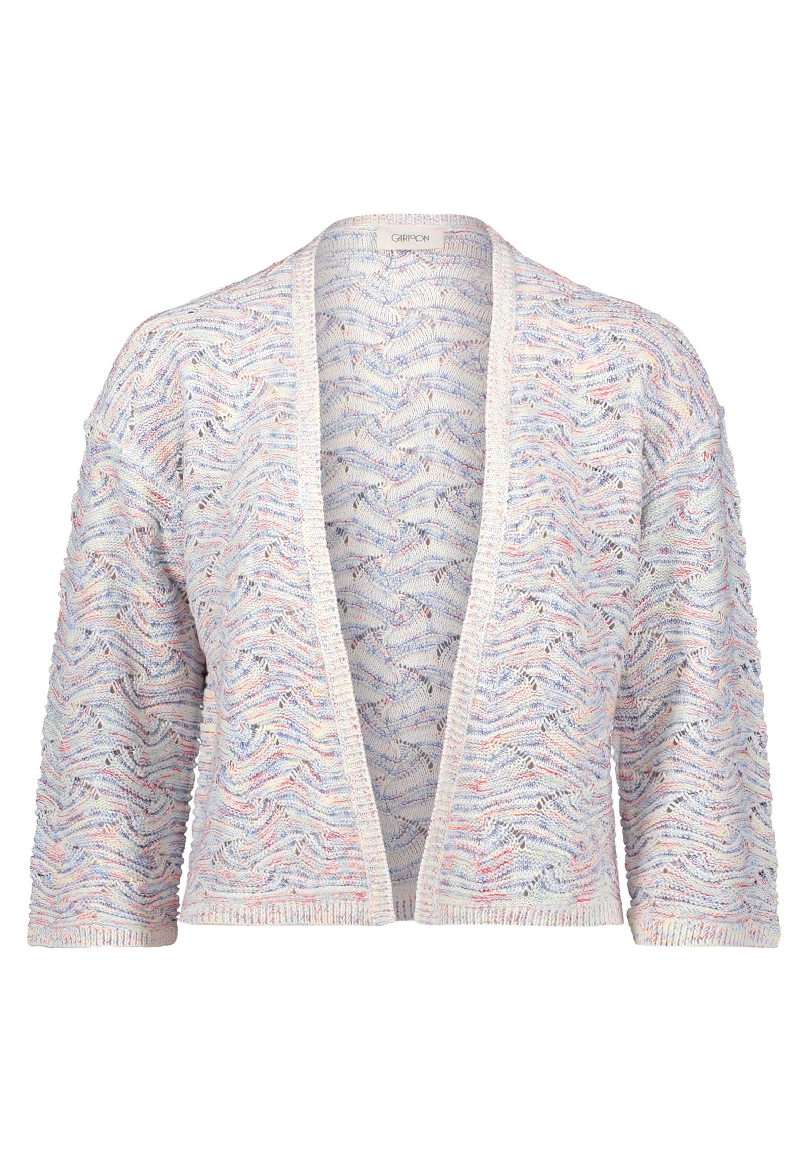  |  Strickjacke Kurz 3/4 Arm, Blue/White | 40 | blau/weiß