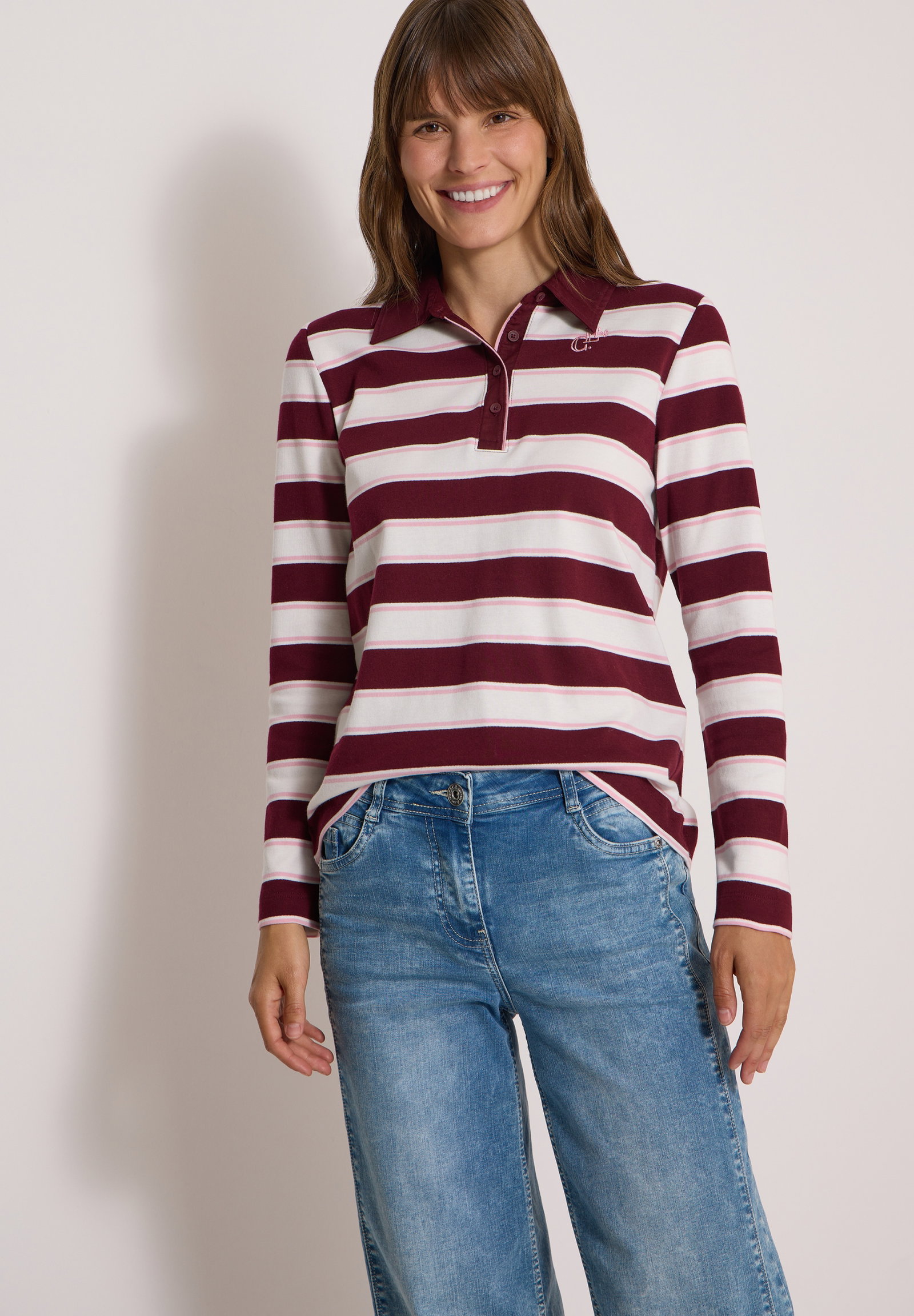 Striped Poloshirt, red wine #3