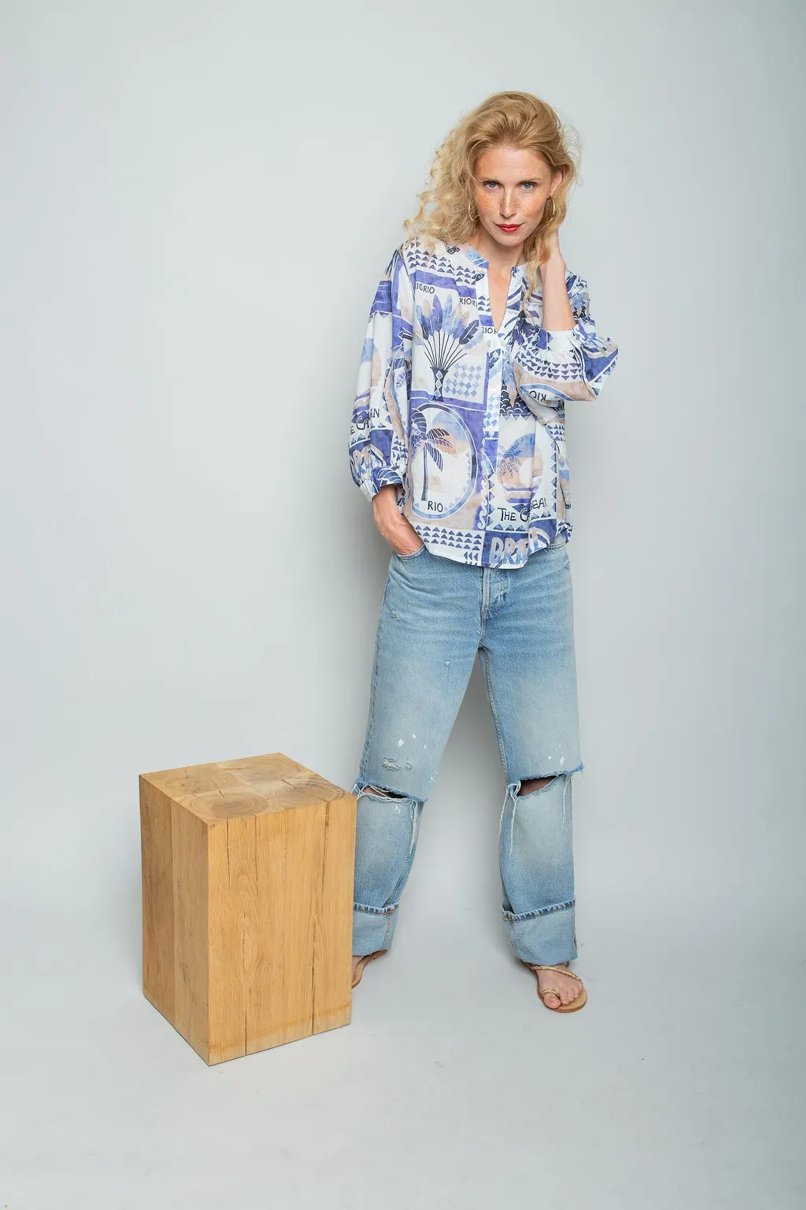 Emily van den Bergh |  Emily van den Bergh Druckbluse  | 34 | grün/blau