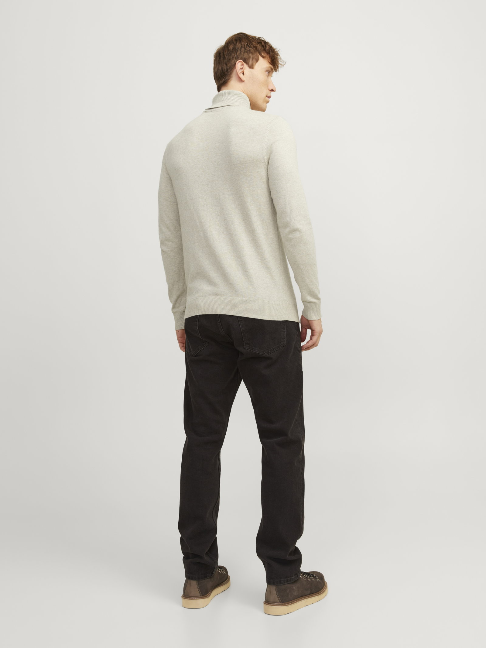 JJEEMIL KNIT ROLL NECK NOOS, Oatmeal/Melange #8