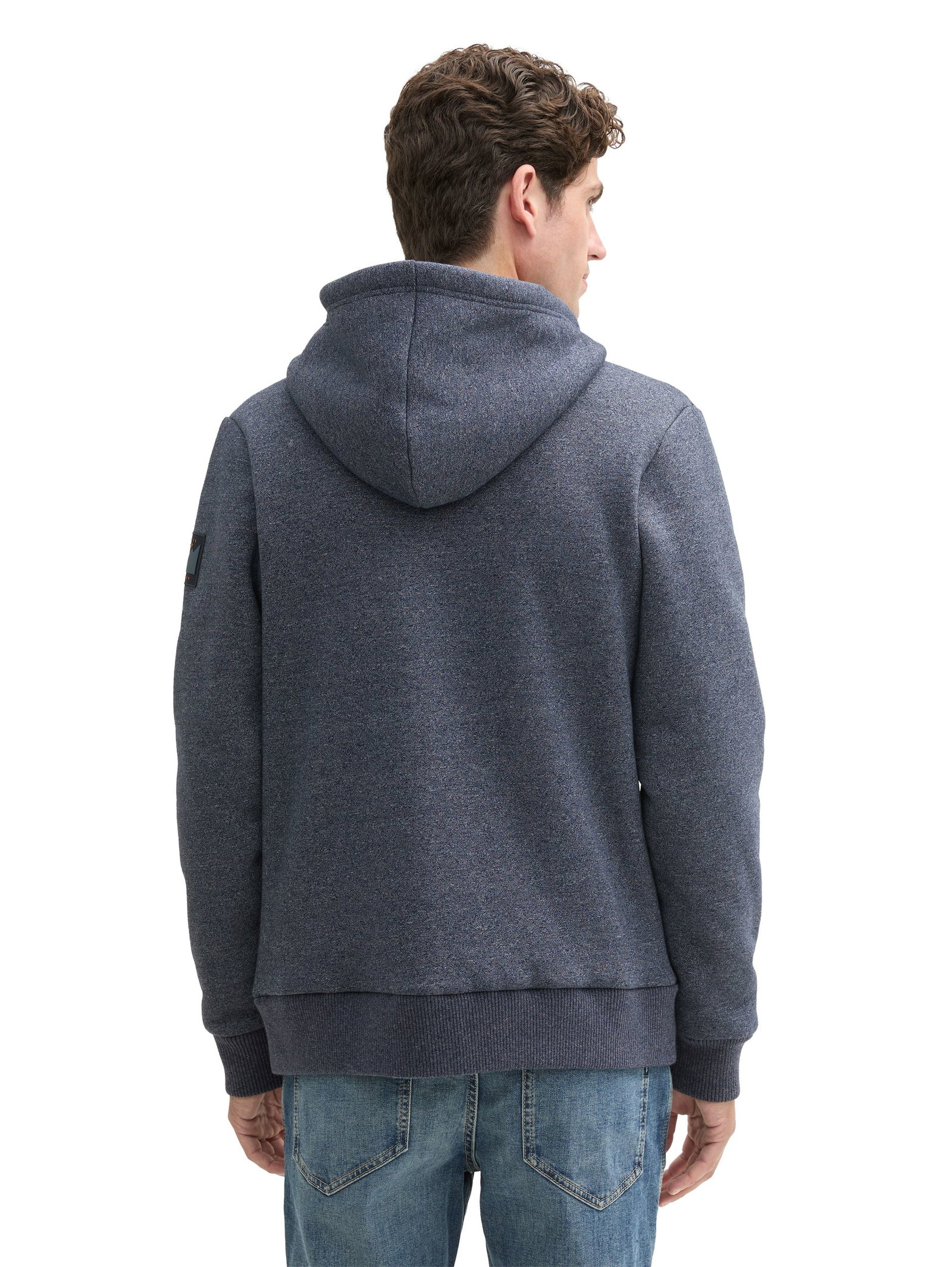 |  structured hoodie jacket, navy grindle structure | L | navy grindle structure