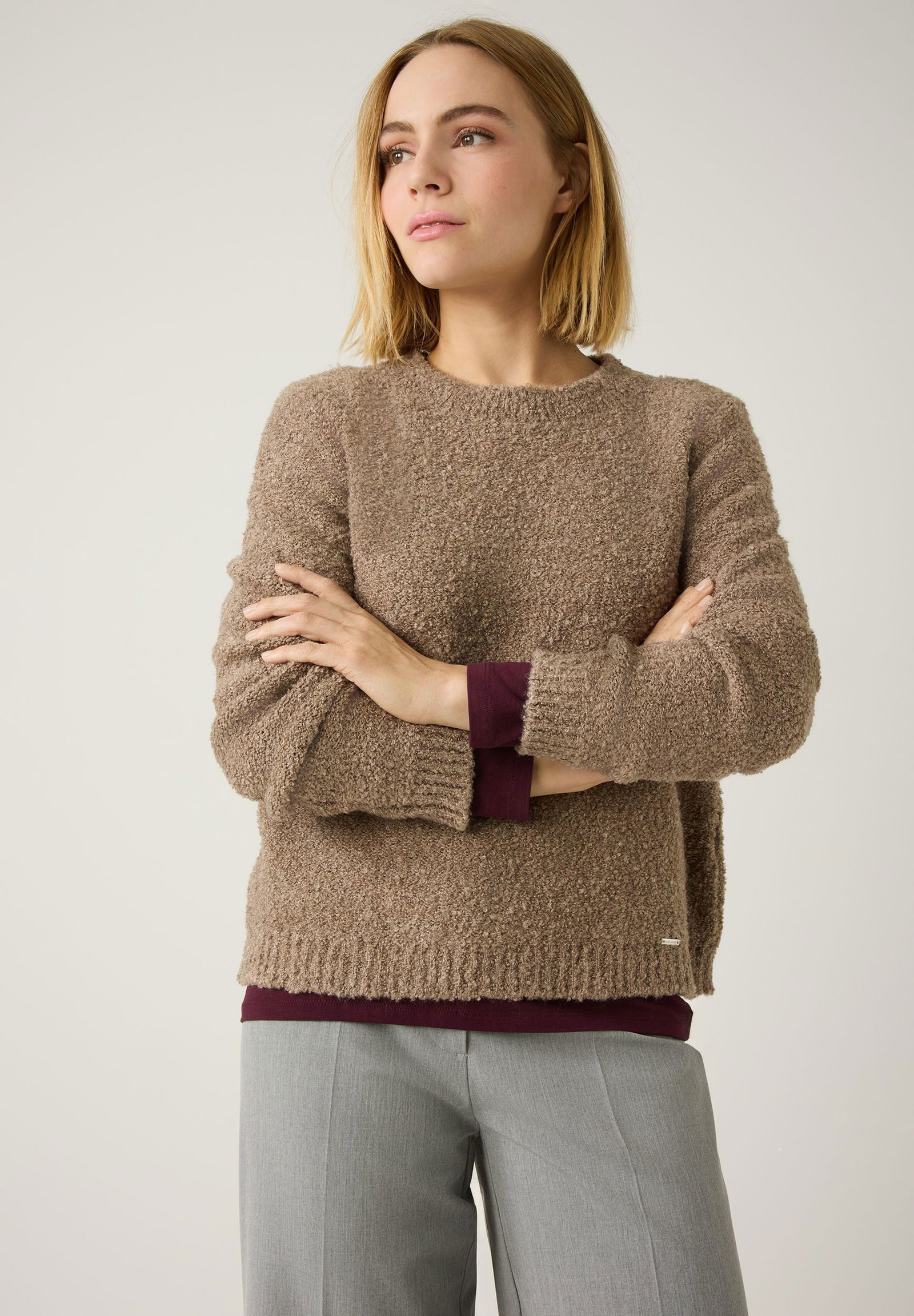  | Bouclé Pullover, taupe melange | 42