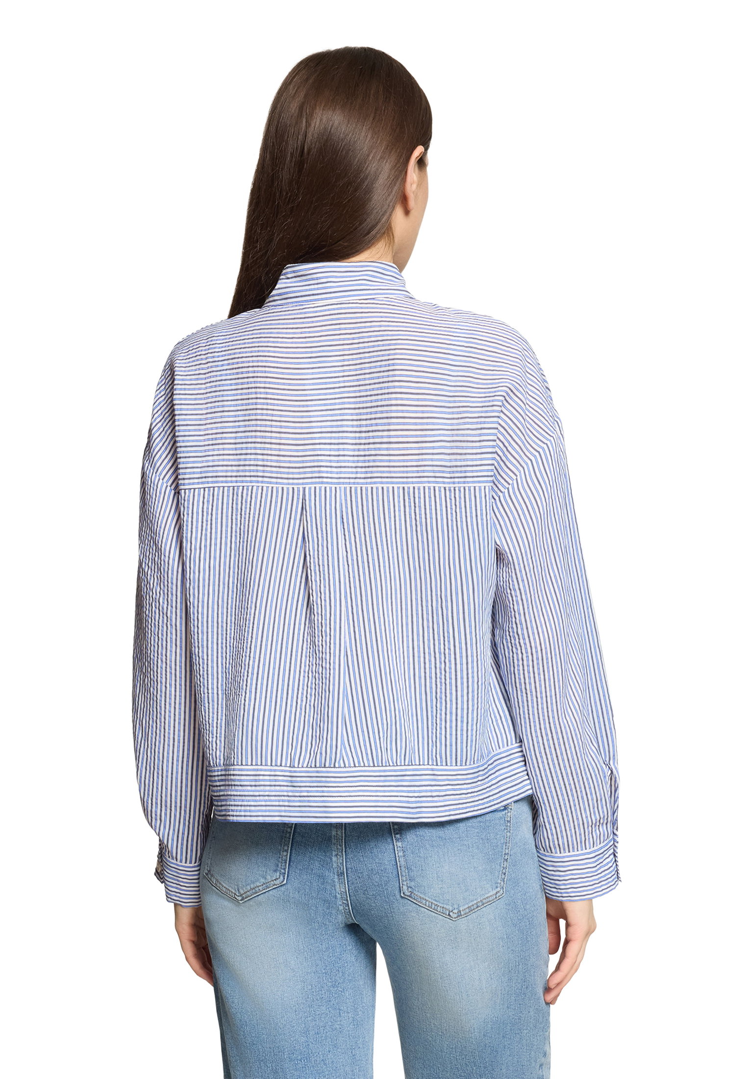 Bluse Kurz 1/1 Arm, Blue/White #4
