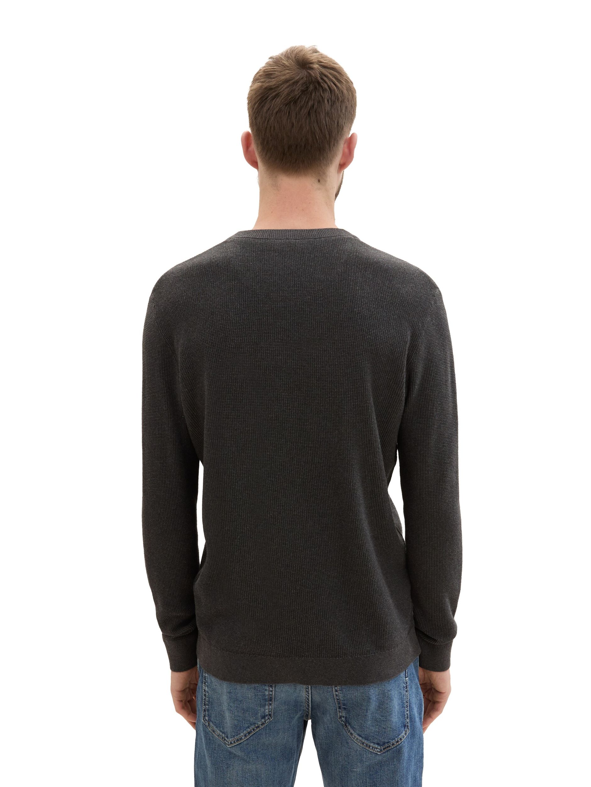  |  structured crewneck knit, Knitted Navy Melange | XXXL | black grey melange