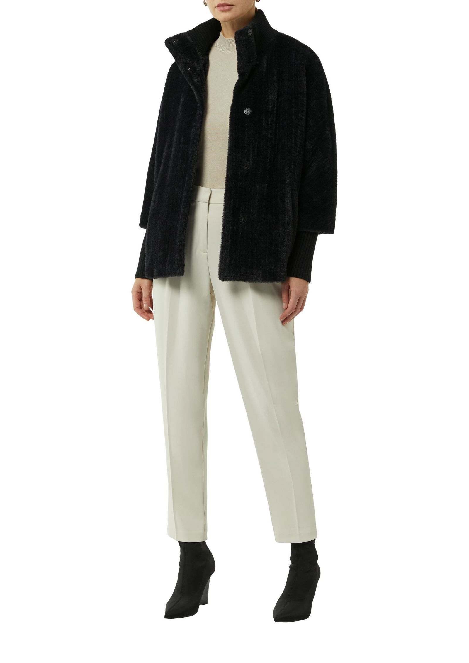 Comma Outdoor-Jacke Cape mit gestricktem Kragen schwarz 40