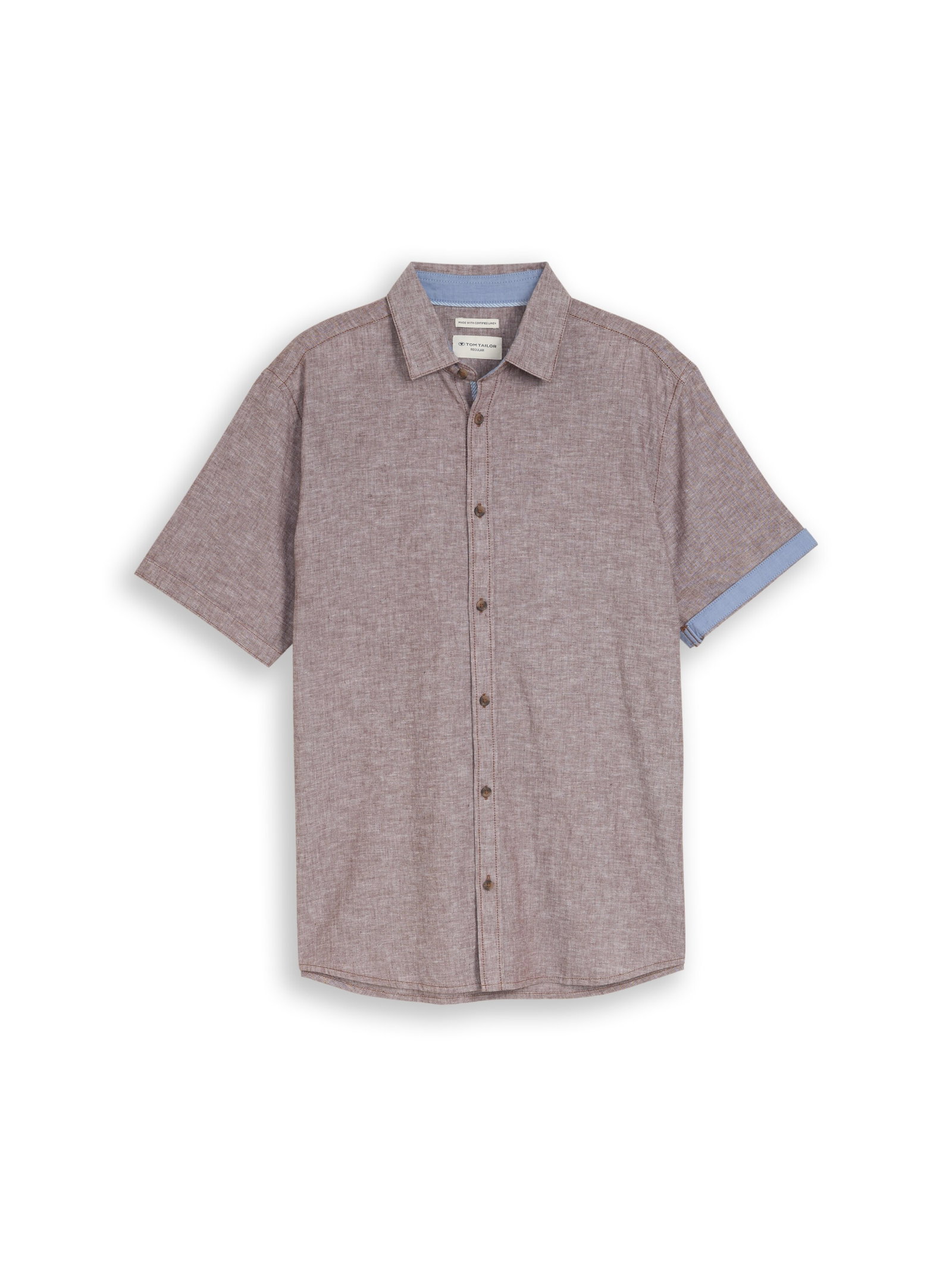 cotton linen shirt, rocky brown chambray #1