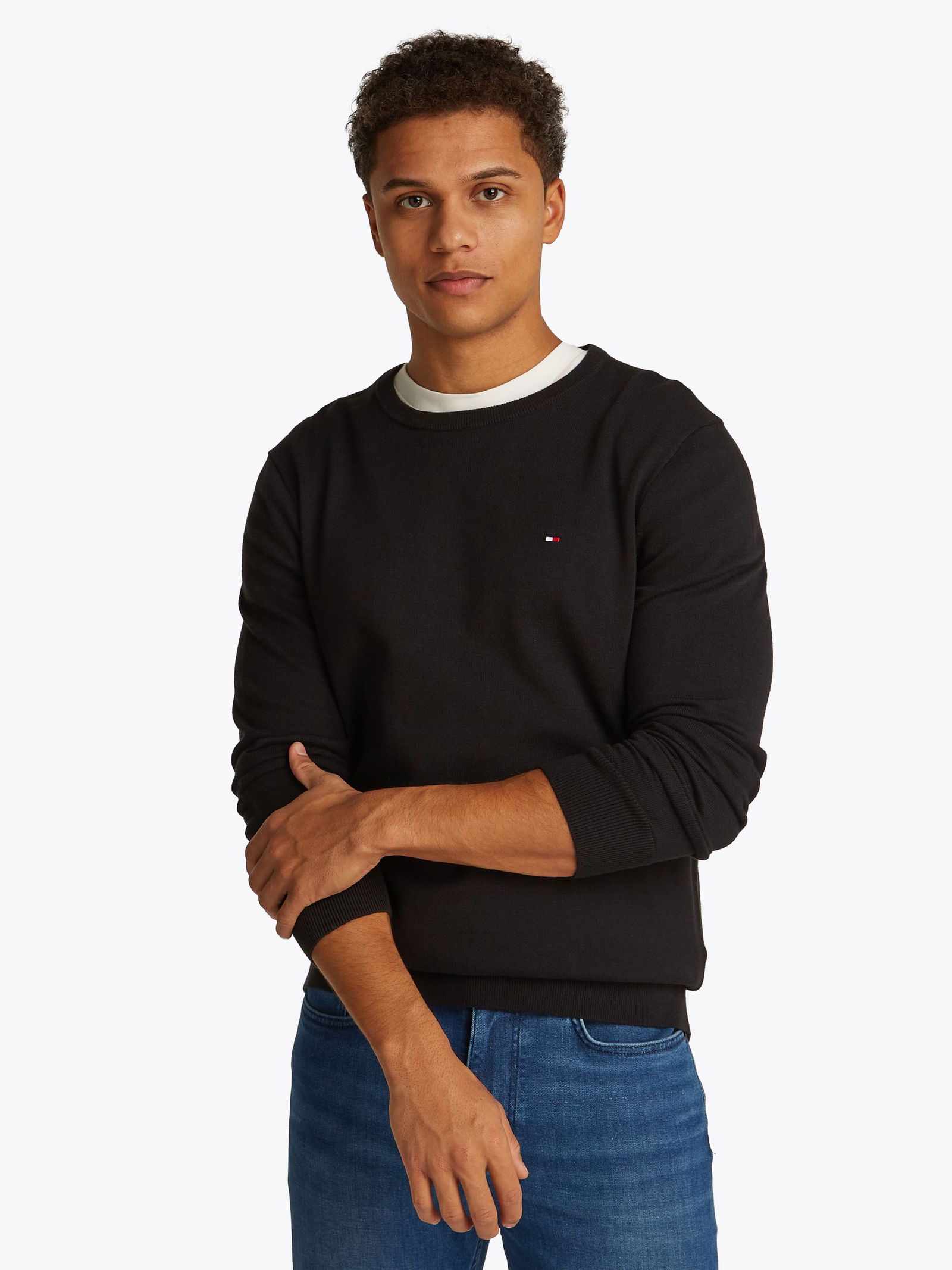 Black tommy hilfiger crew neck online