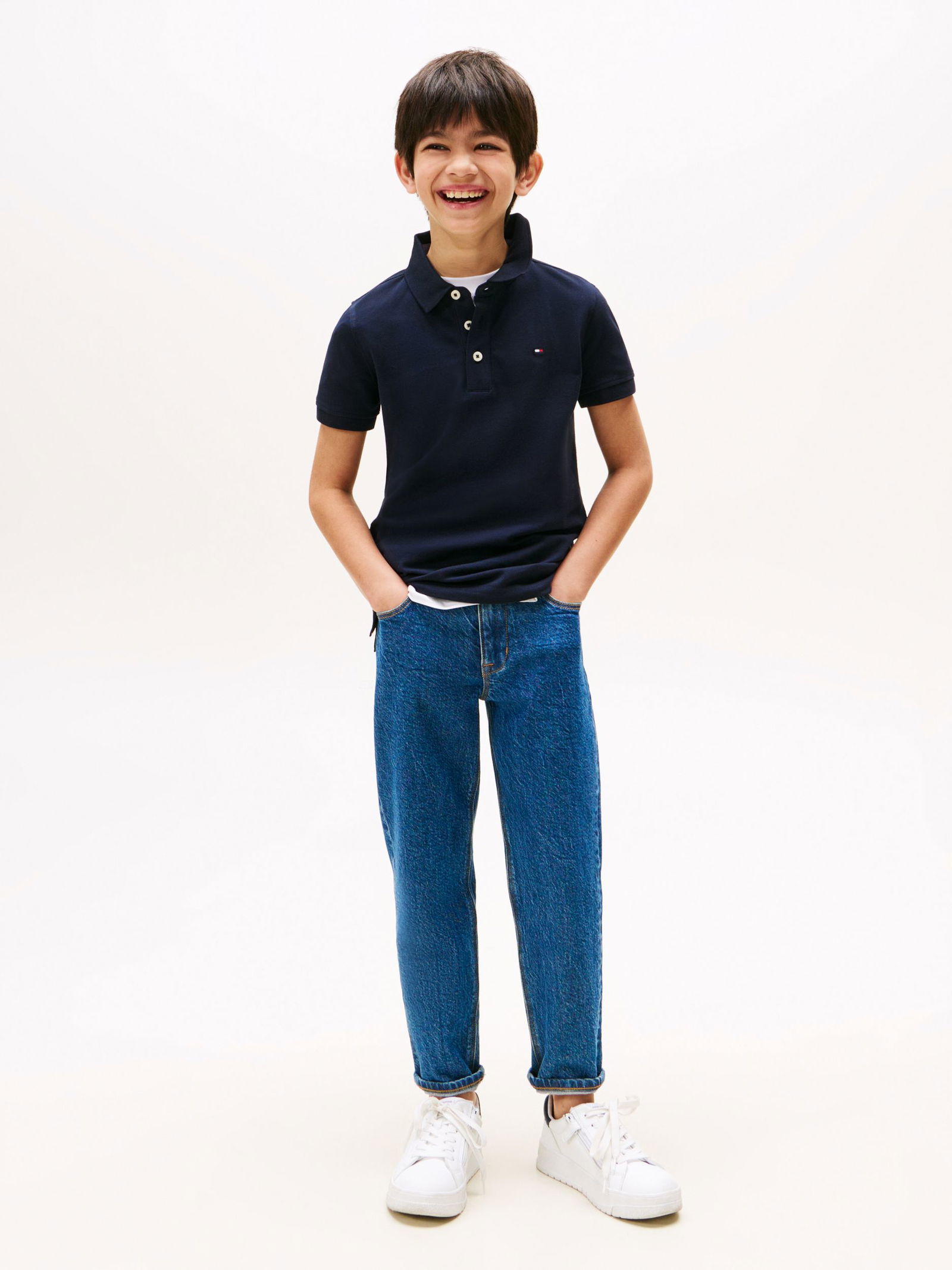 Tommy Hilfiger |  BOYS TOMMY POLO S/S, WHITE | 140 | DENIM