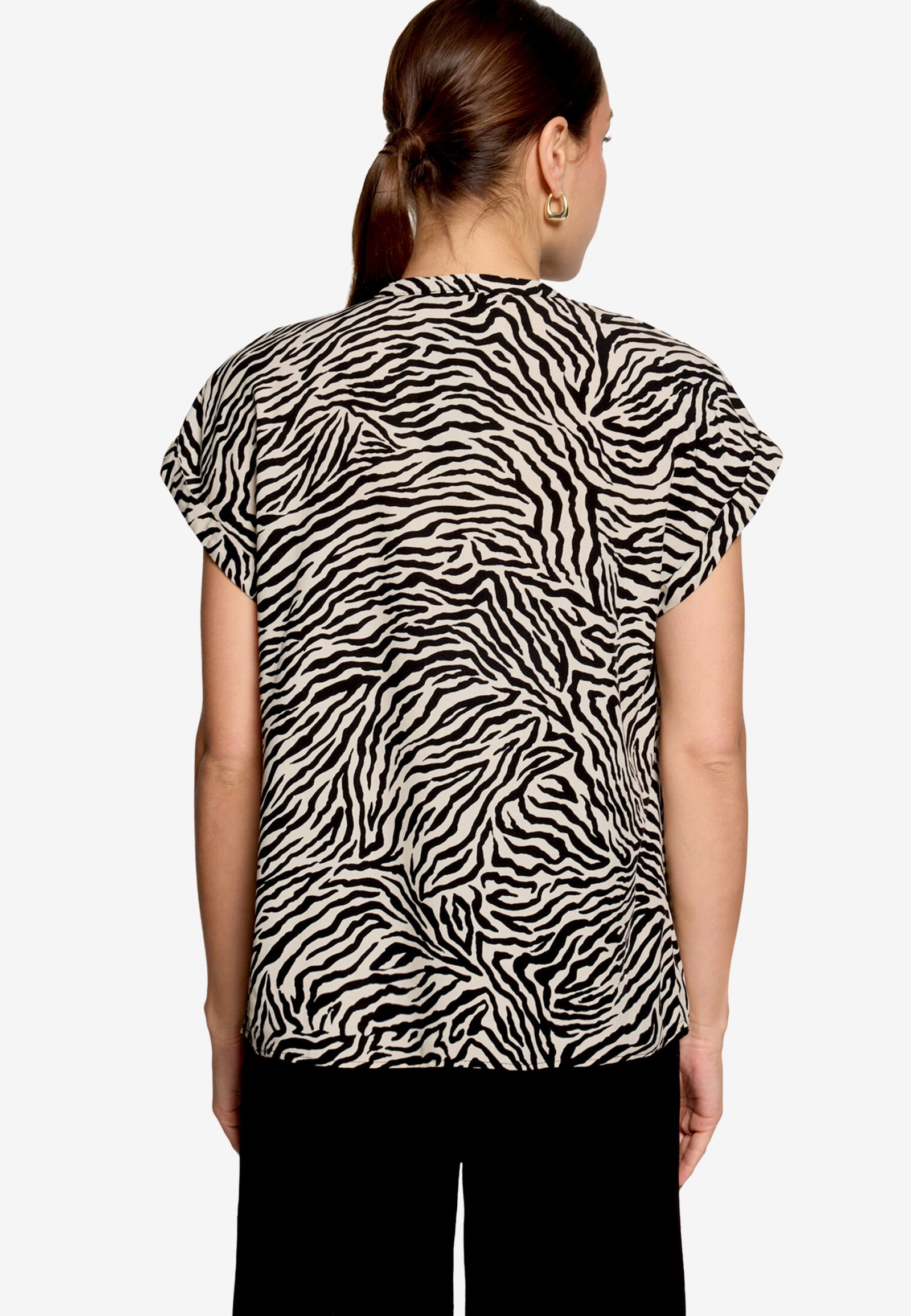 Bluse Kurz 1/2 Arm, Cream/Black #3