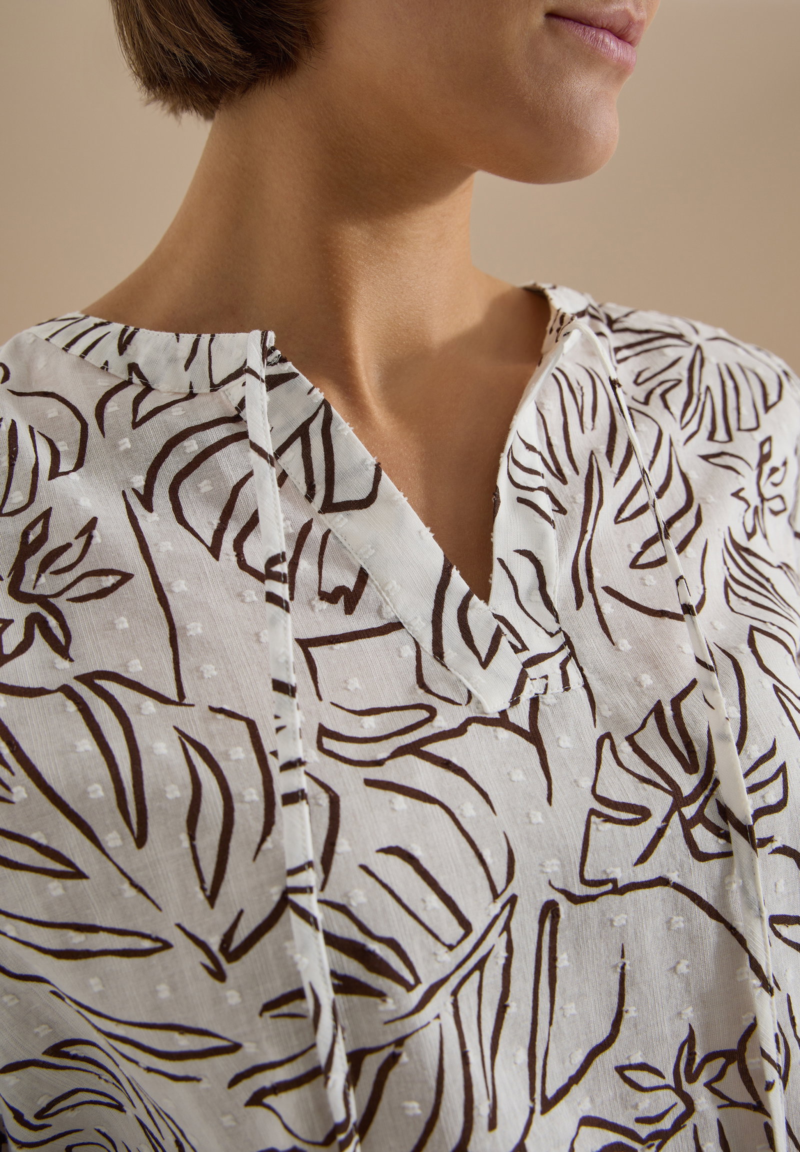 TOS Print Tunic Blouse, light alabaster white #7