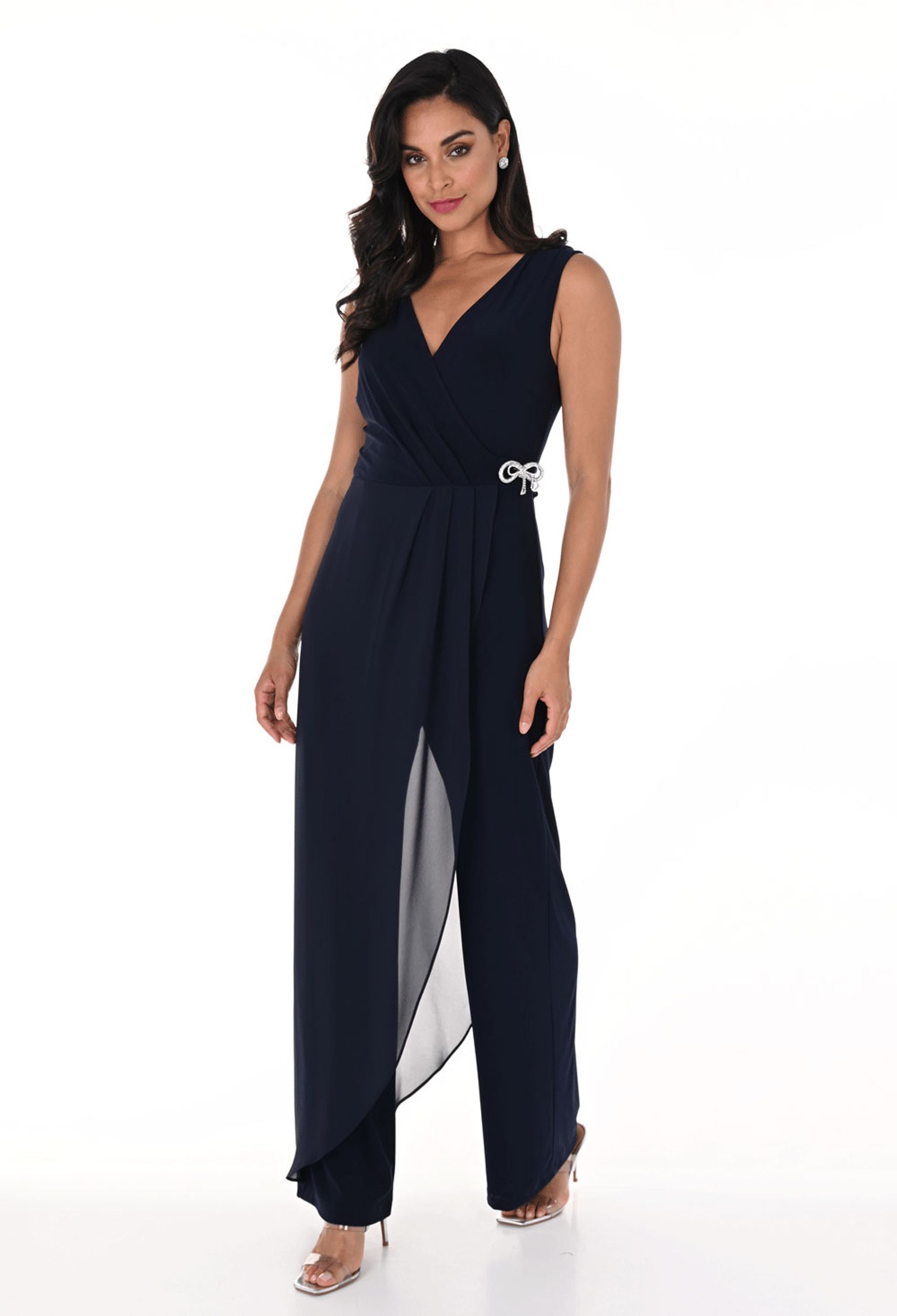 Frank Lyman |  Frank Lyman Jumpsuit mit Chiffon Cape | 46 | blau