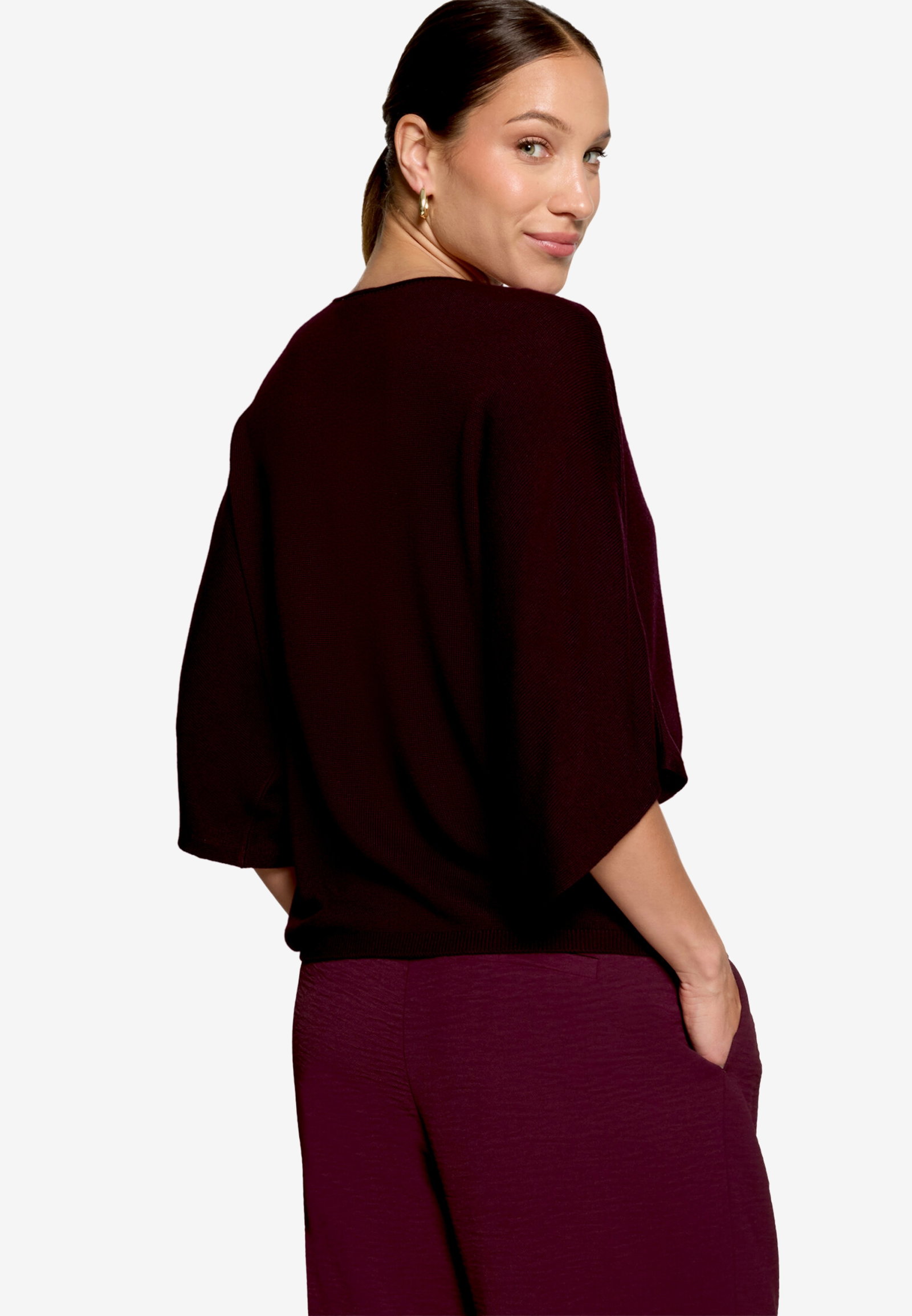Strickpullover Kurz 1/2 Arm, Dark Aubergine #3