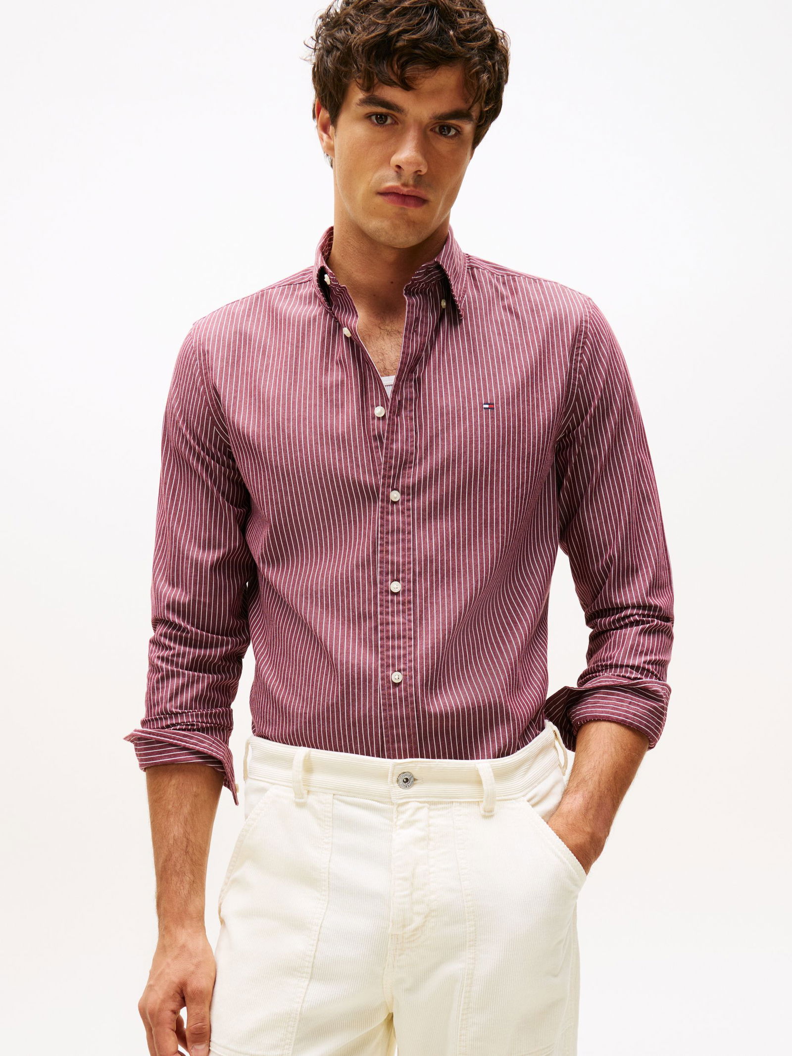  |  CORE HAIRLINE POPLIN RF SHIRT, RED | XXL | breton fierce red/ecru