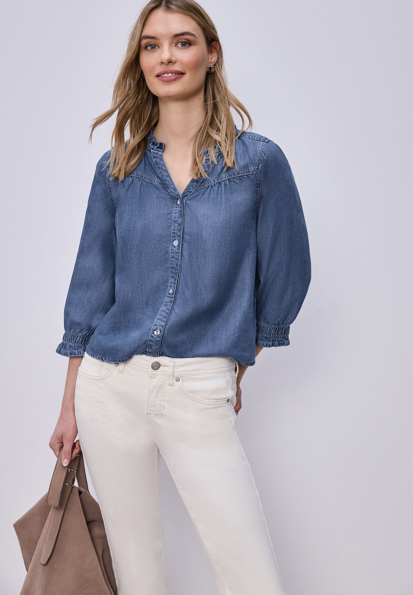 759d75aa9e4e19de45f6f7771fb6130f Street One | 3/4-Arm Bluse mit Rüschendetails | 36 | 4565_17891