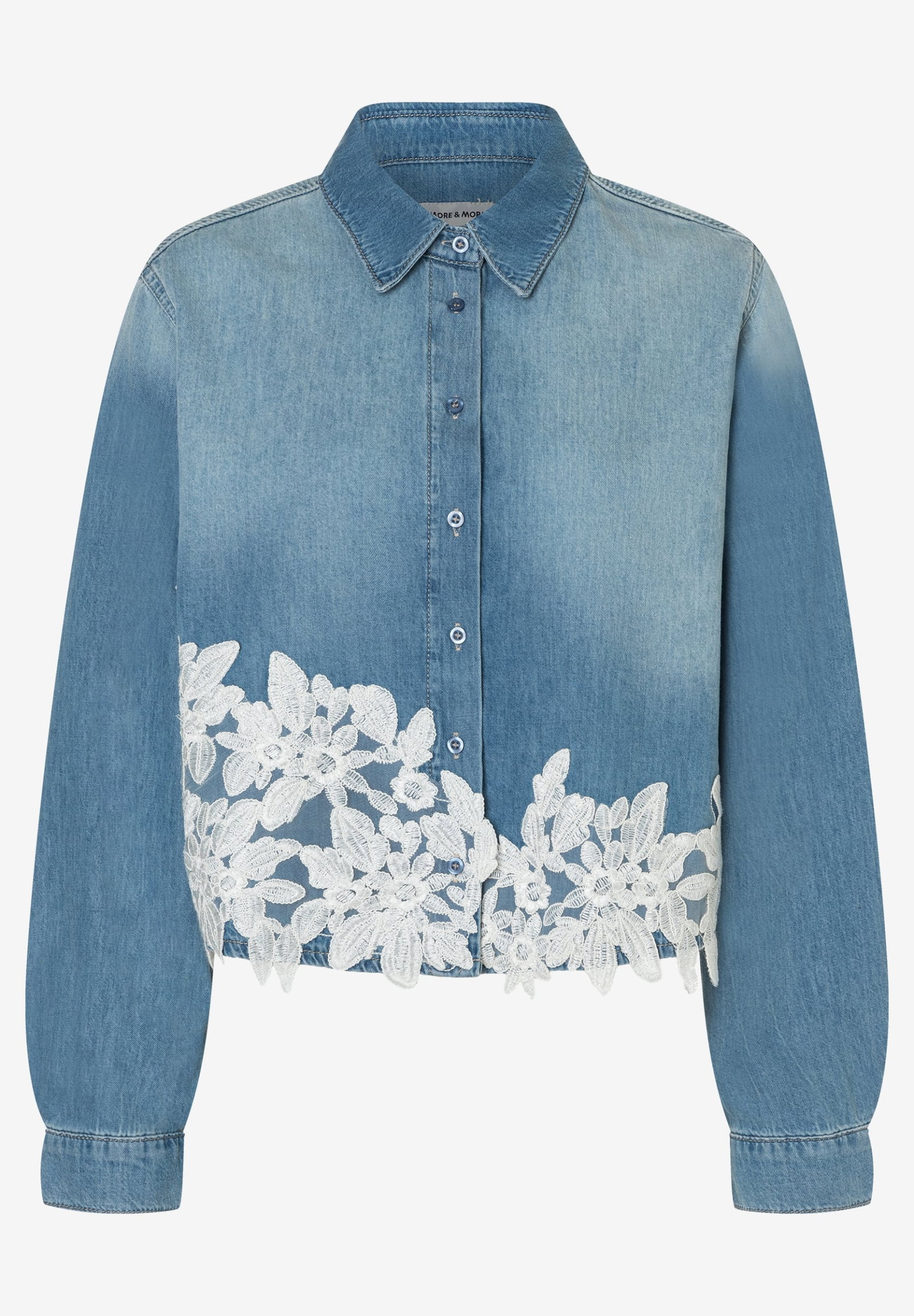 Jeanshemd mit Spitzenbesatz #1